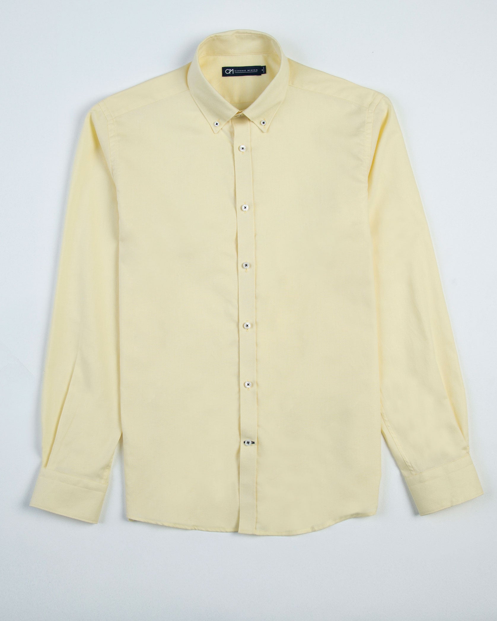 CAMISA OXFORD BOTÓN CONTRASTE ALGODÓN AMARILLO_01386