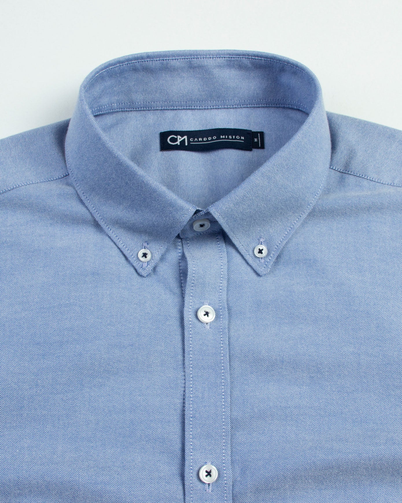 CAMISA OXFORD BOTÓN CONTRASTE ALGODÓN AZUL_01384