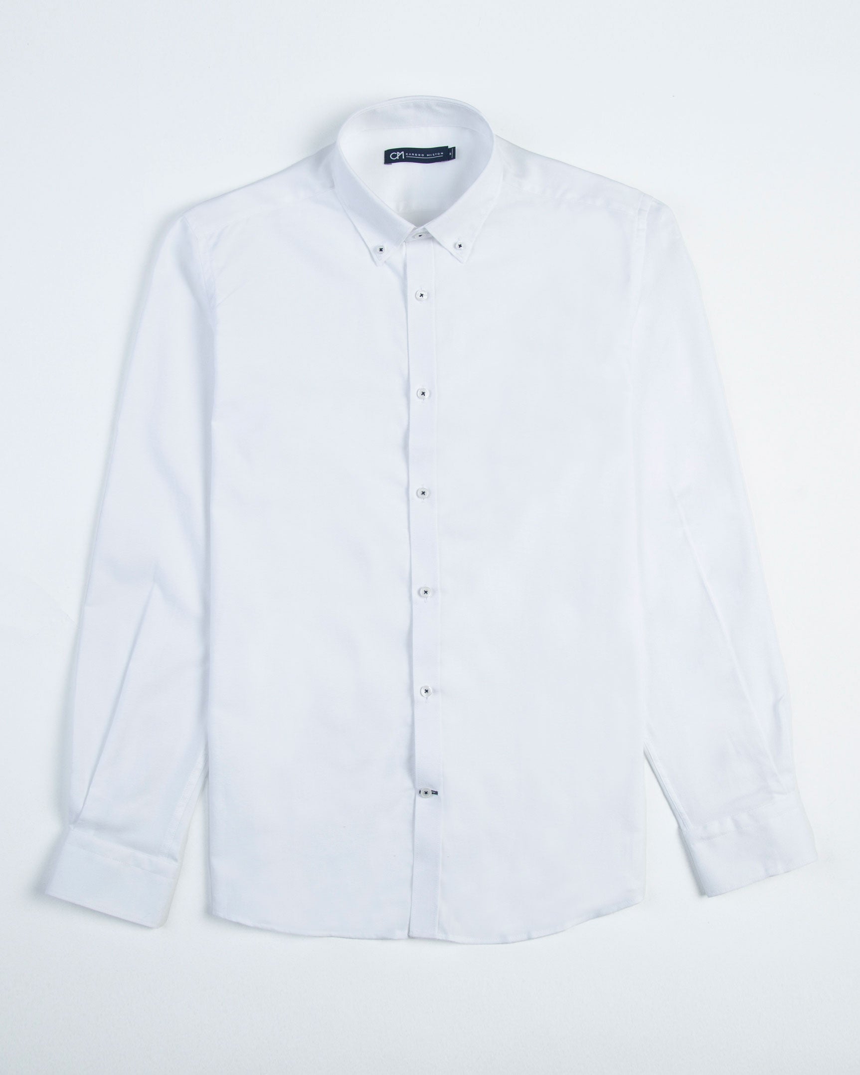 CAMISA OXFORD BOTÓN CONTRASTE ALGODÓN BLANCO_01431