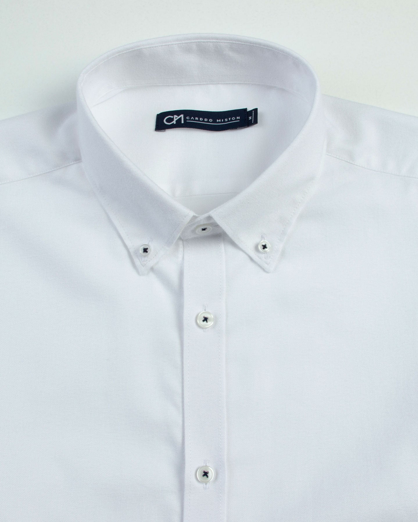 CAMISA OXFORD BOTÓN CONTRASTE ALGODÓN BLANCO_01431
