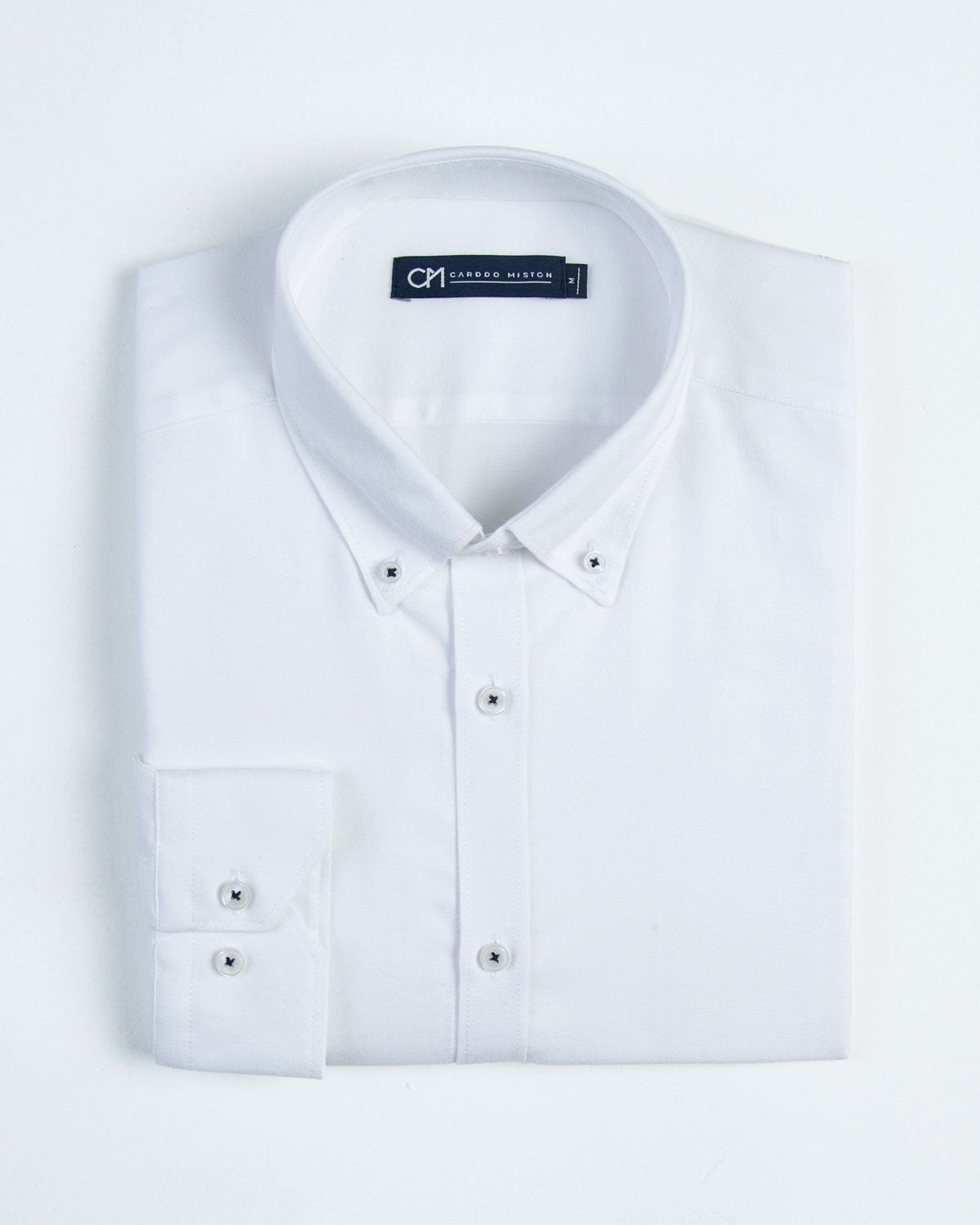 CAMISA OXFORD BOTÓN CONTRASTE ALGODÓN BLANCO_01431