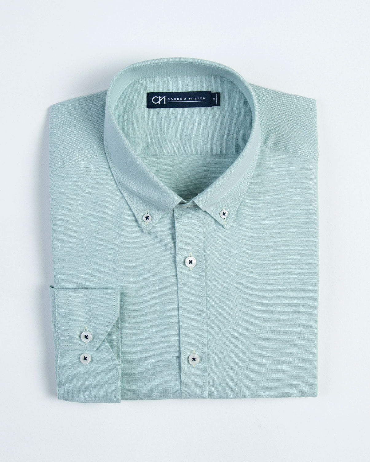 CAMISA OXFORD BOTÓN CONTRASTE ALGODÓN MENTA_01385