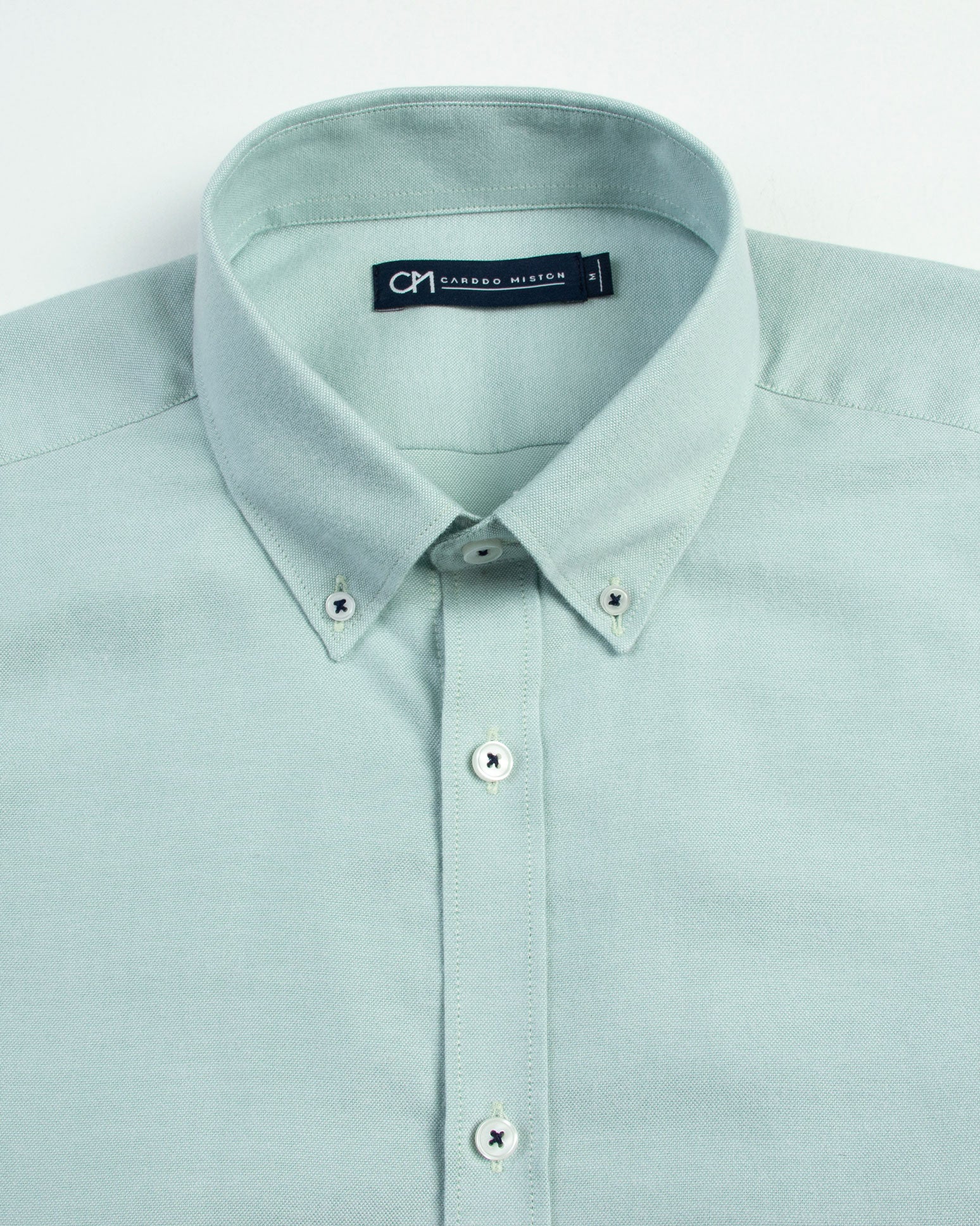 CAMISA OXFORD BOTÓN CONTRASTE ALGODÓN MENTA_01385