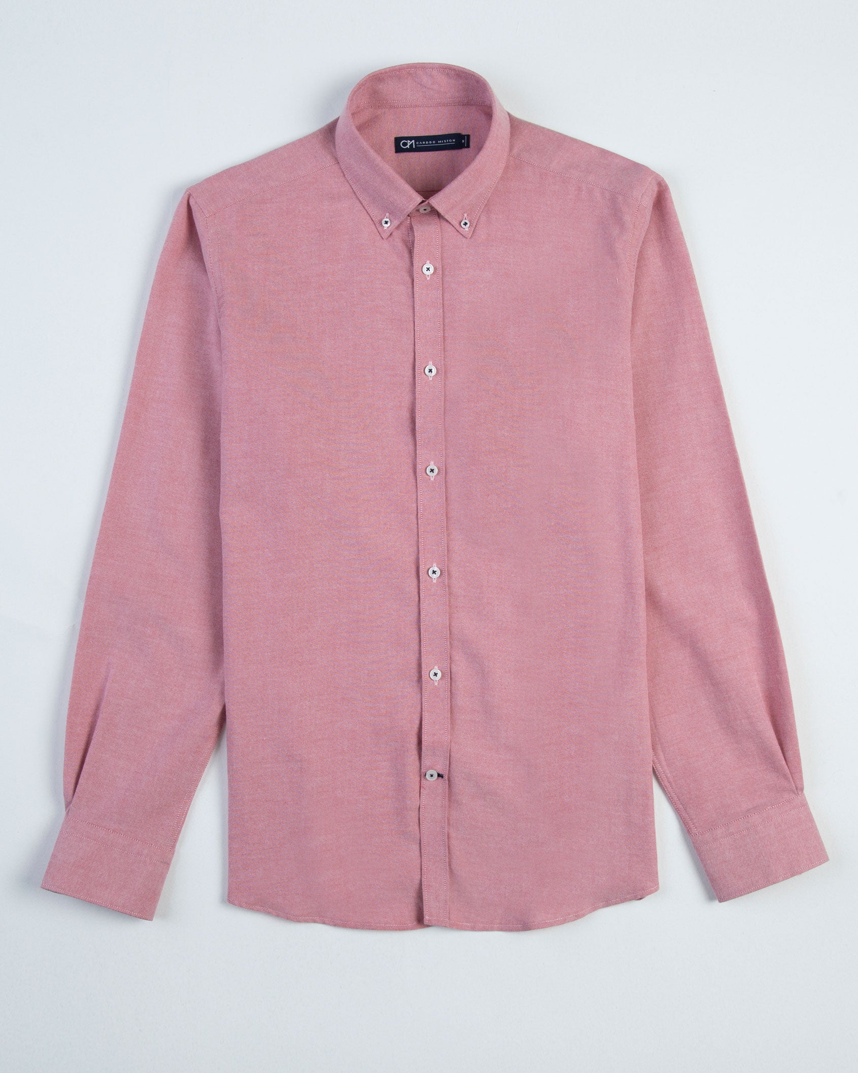 CAMISA OXFORD BOTÓN CONTRASTE ALGODÓN ROJO_01387