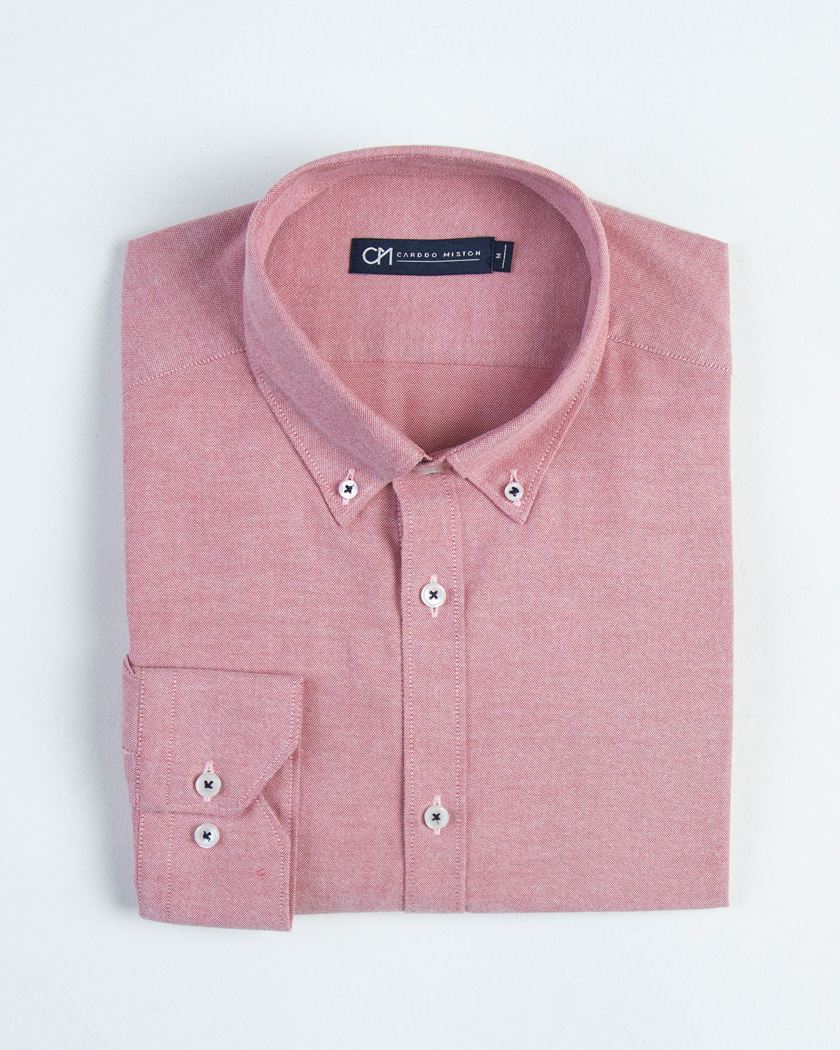 CAMISA OXFORD BOTÓN CONTRASTE ALGODÓN ROJO_01387