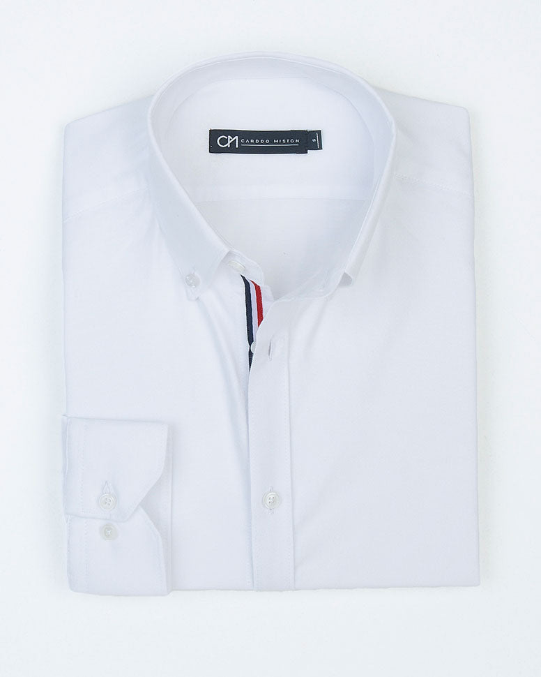 CAMISA OXFORD HILADILLO FRANCE ALGODÓN BLANCO_01441
