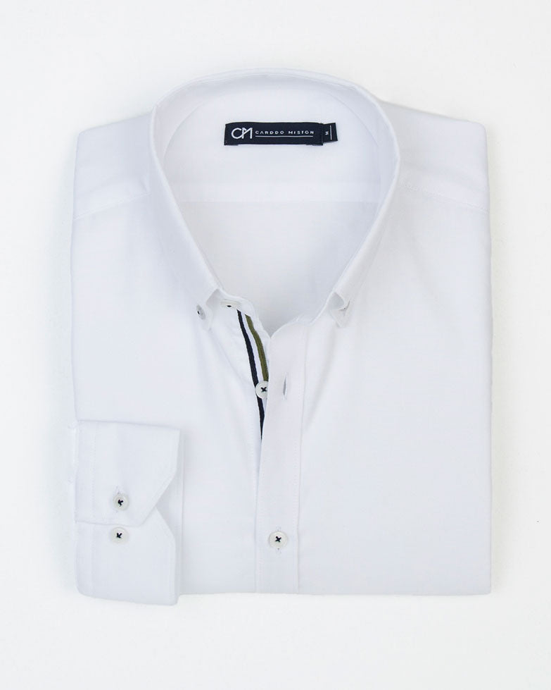 CAMISA OXFORD HILADILLO LEONE ALGODÓN BLANCO_01440