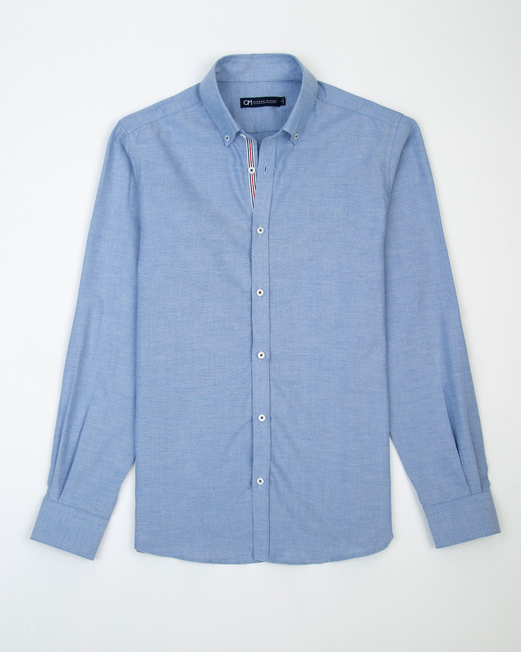 CAMISA OXFORD HILADILLO NÁUTICO ALGODÓN AZUL_01438