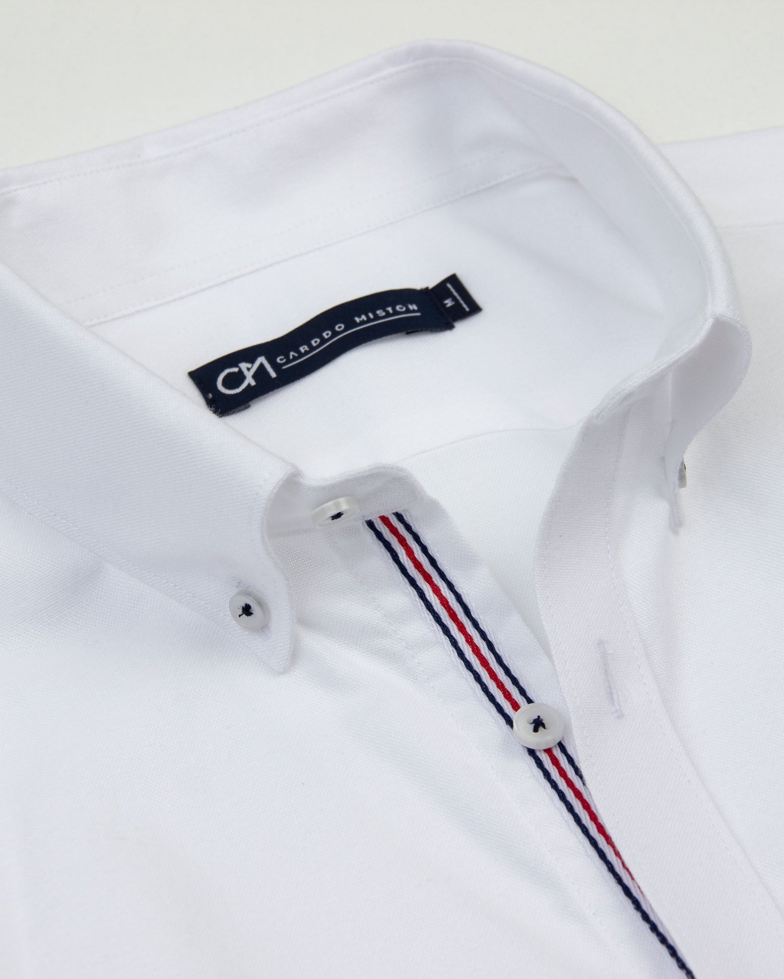 CAMISA OXFORD HILADILLO NÁUTICO ALGODÓN BLANCO_01439