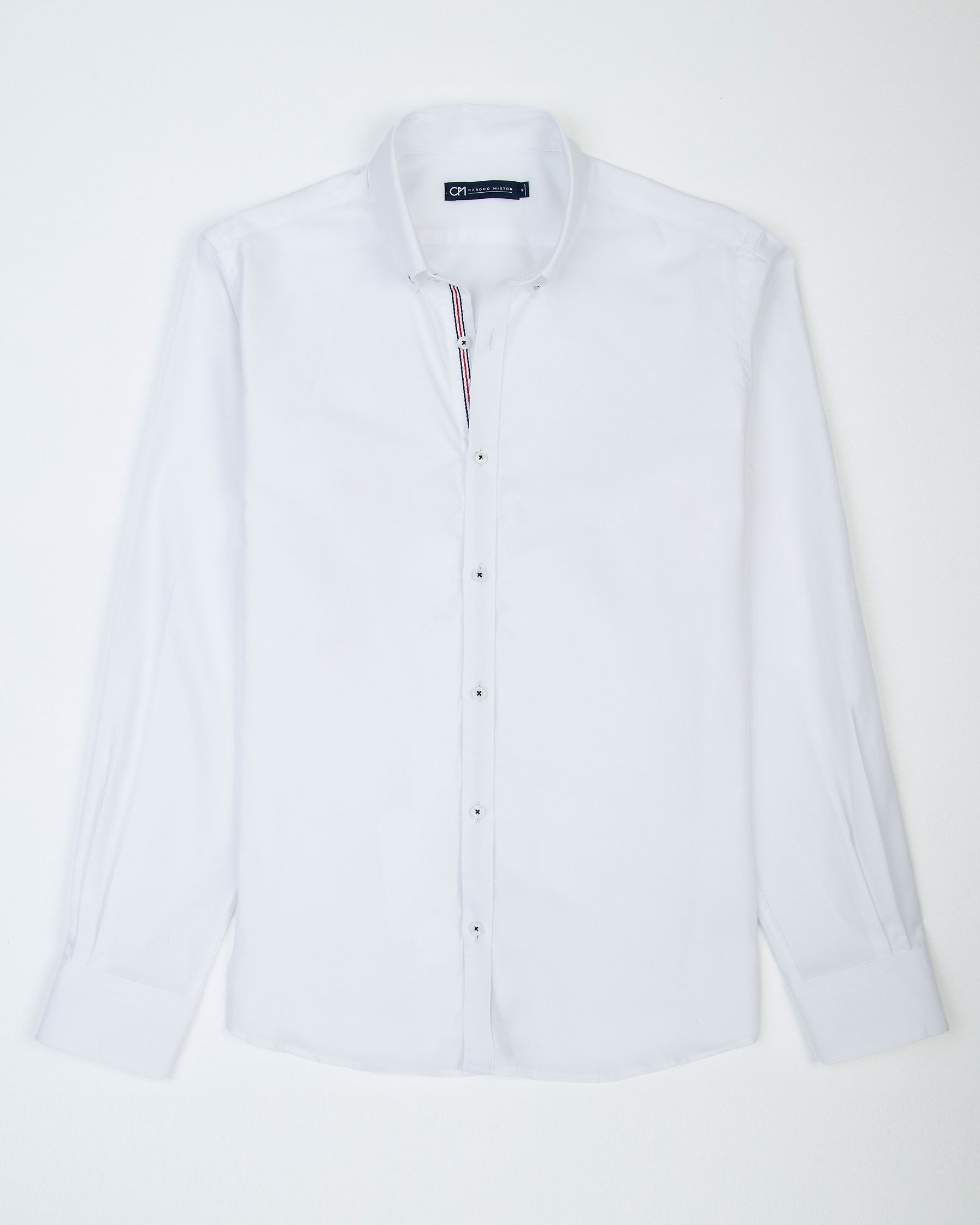 CAMISA OXFORD HILADILLO NÁUTICO ALGODÓN BLANCO_01439