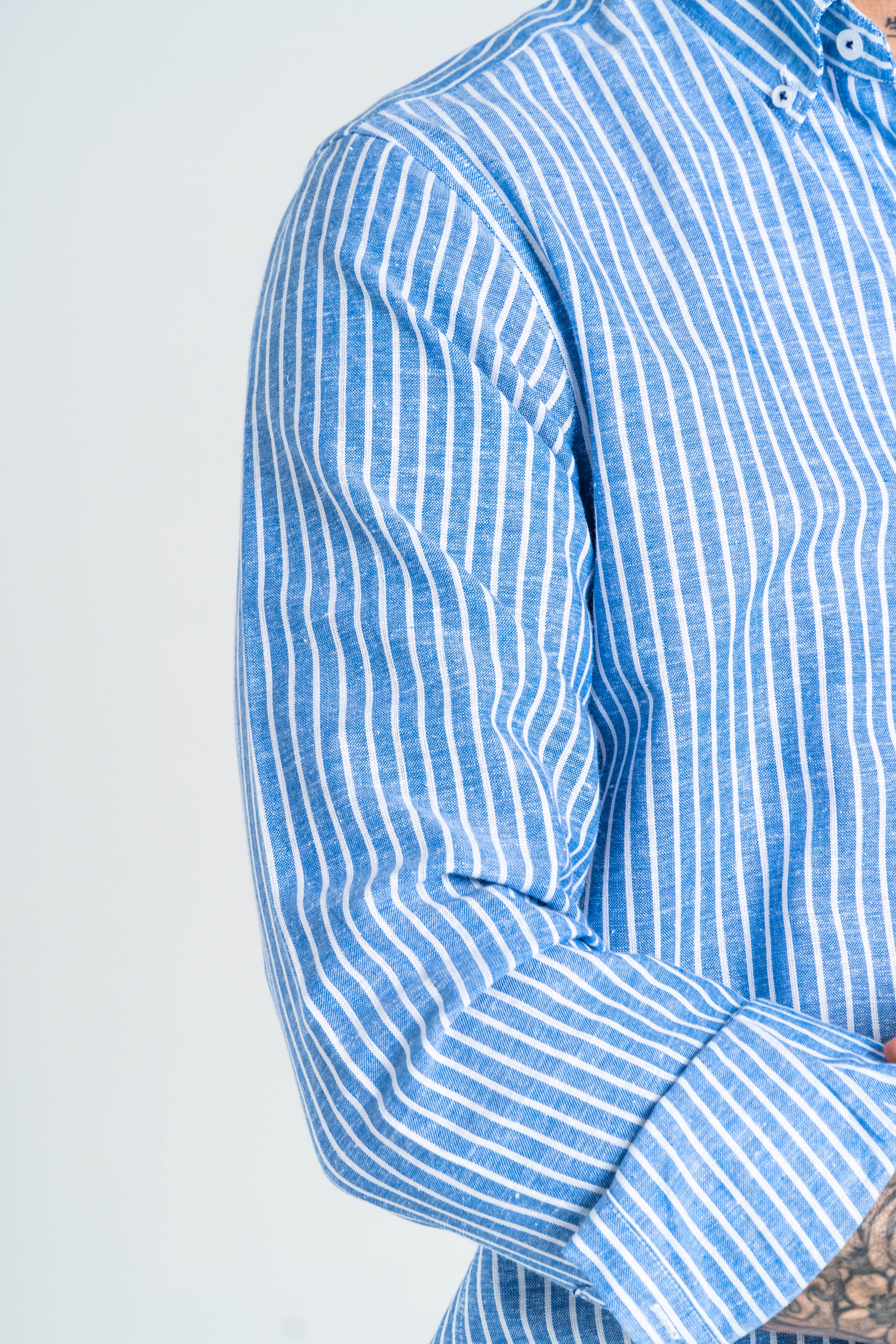 CAMISA RAYA LINO AZUL MEDIO_01333