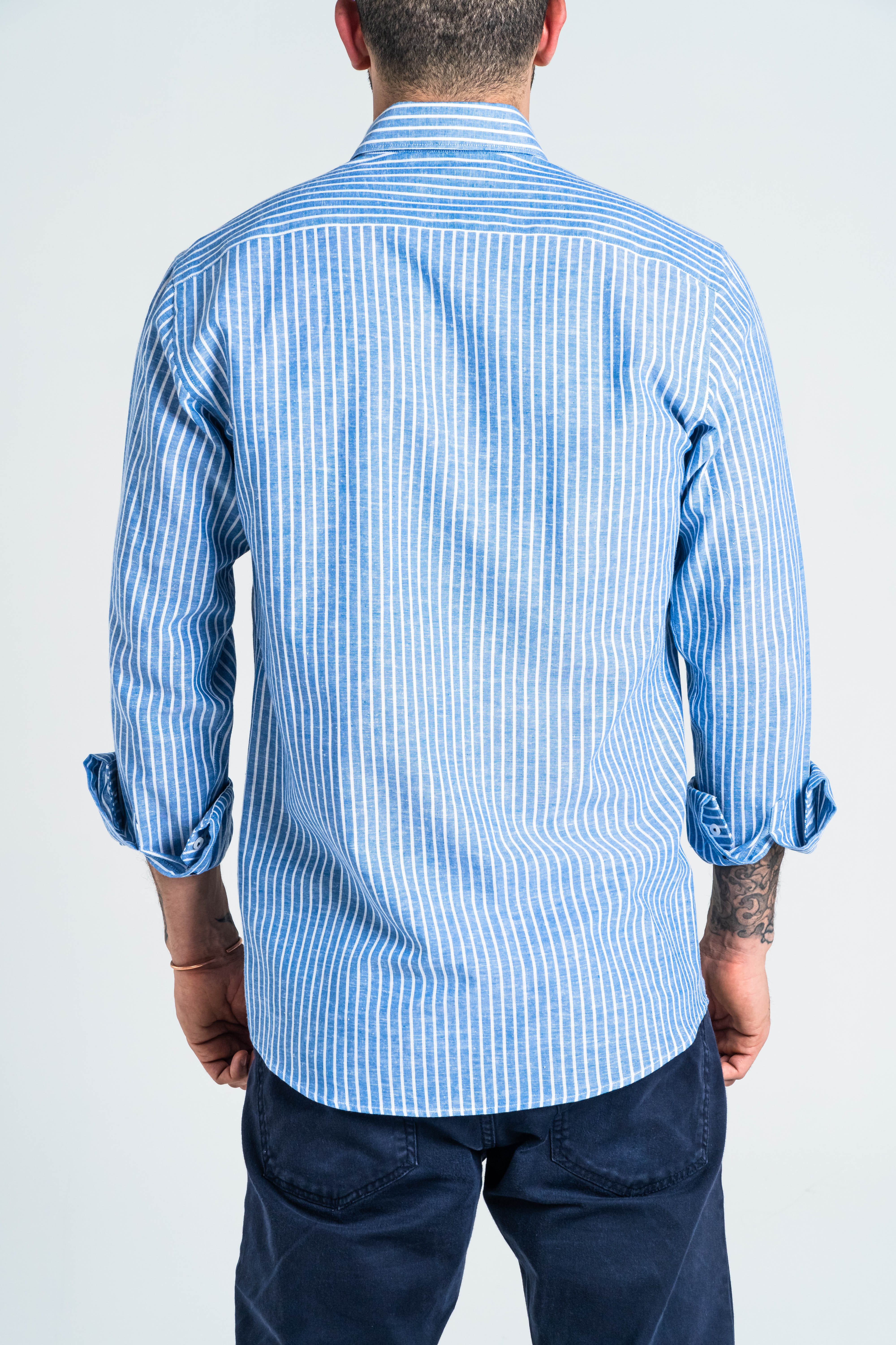 CAMISA RAYA LINO AZUL MEDIO_01333