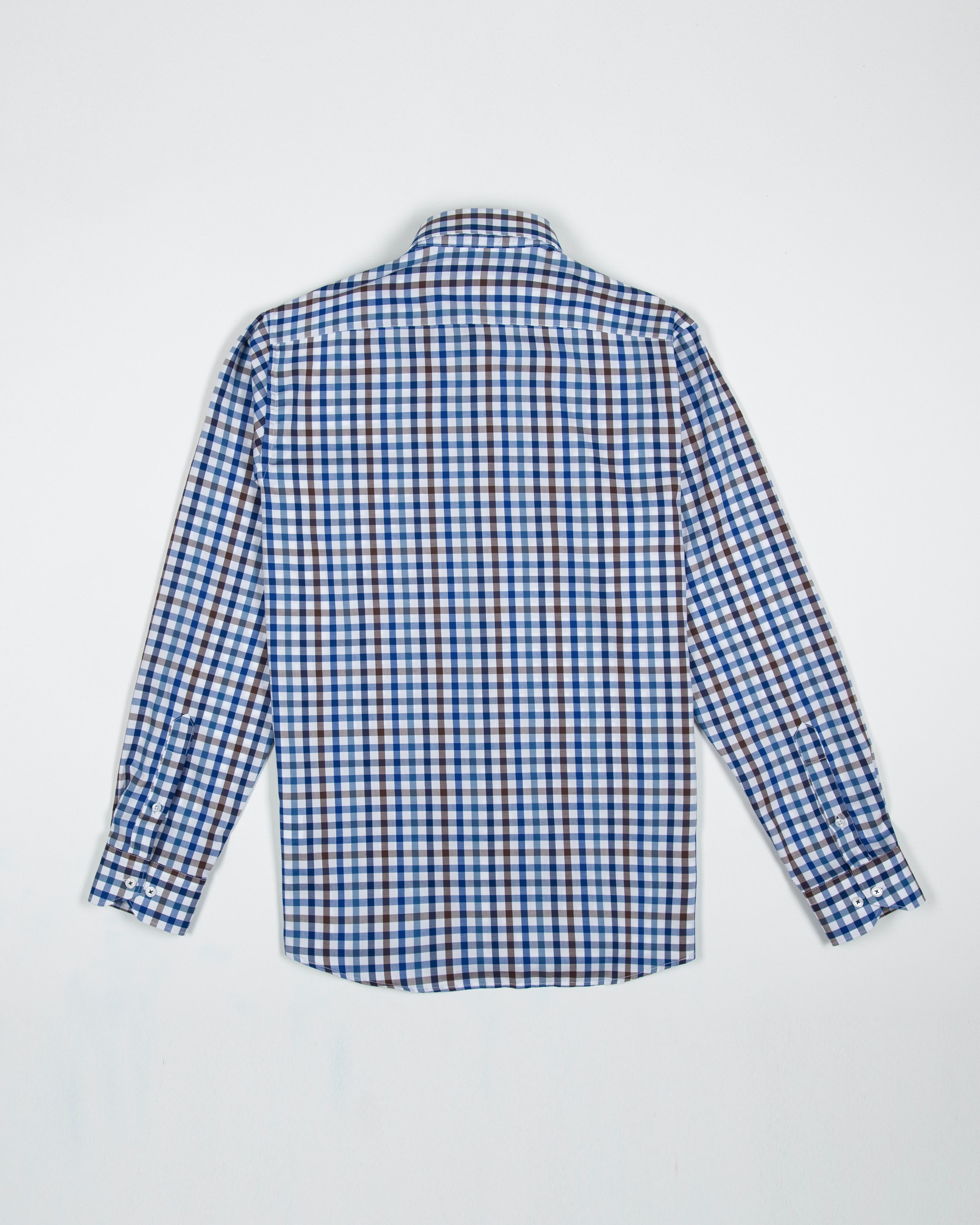 CAMISA SARGA CUADRO ALGODÓN CHOCOLATE AZUL_01364