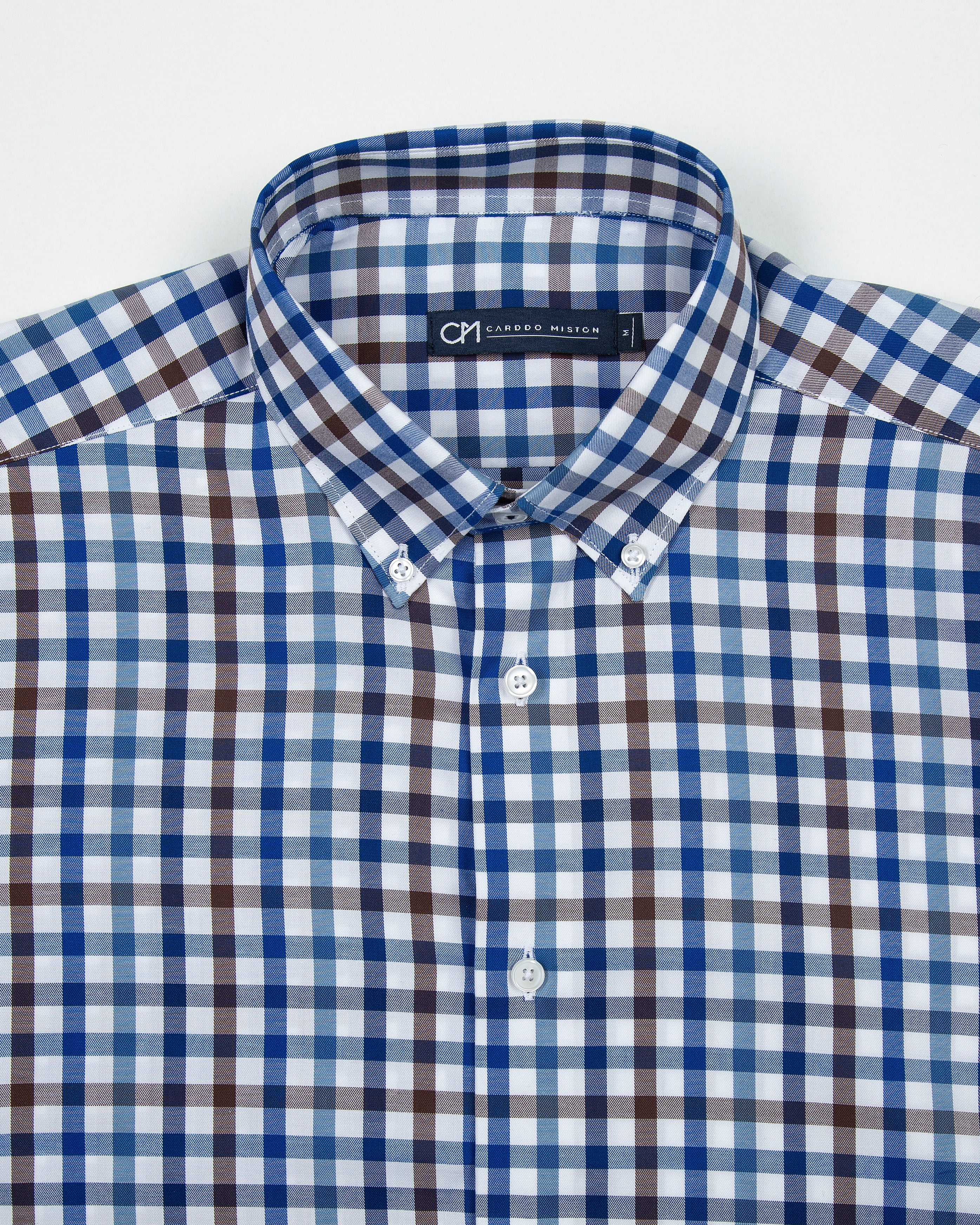 CAMISA SARGA CUADRO ALGODÓN CHOCOLATE AZUL_01364