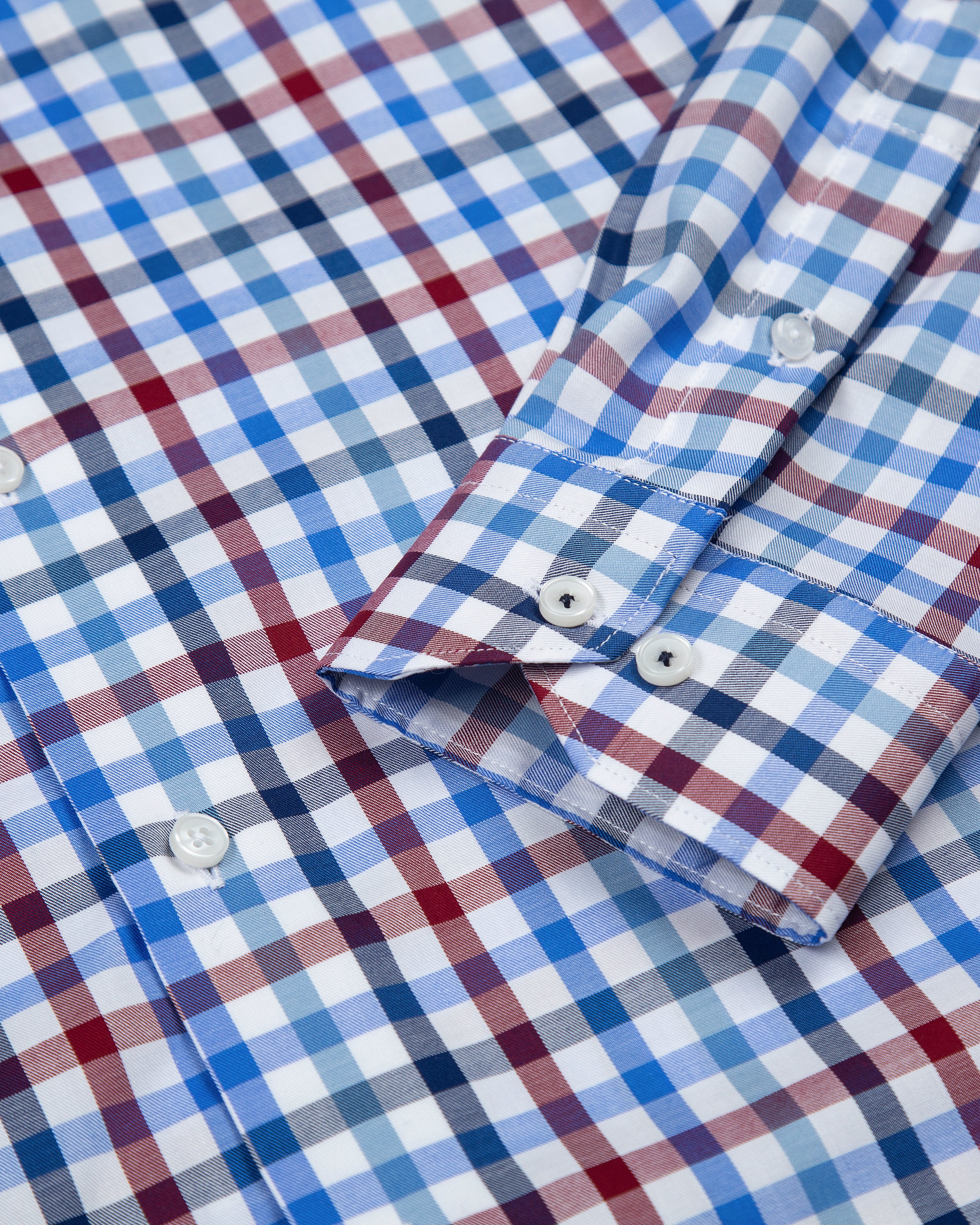 CAMISA SARGA CUADRO ALGODÓN VINO AZUL_01365