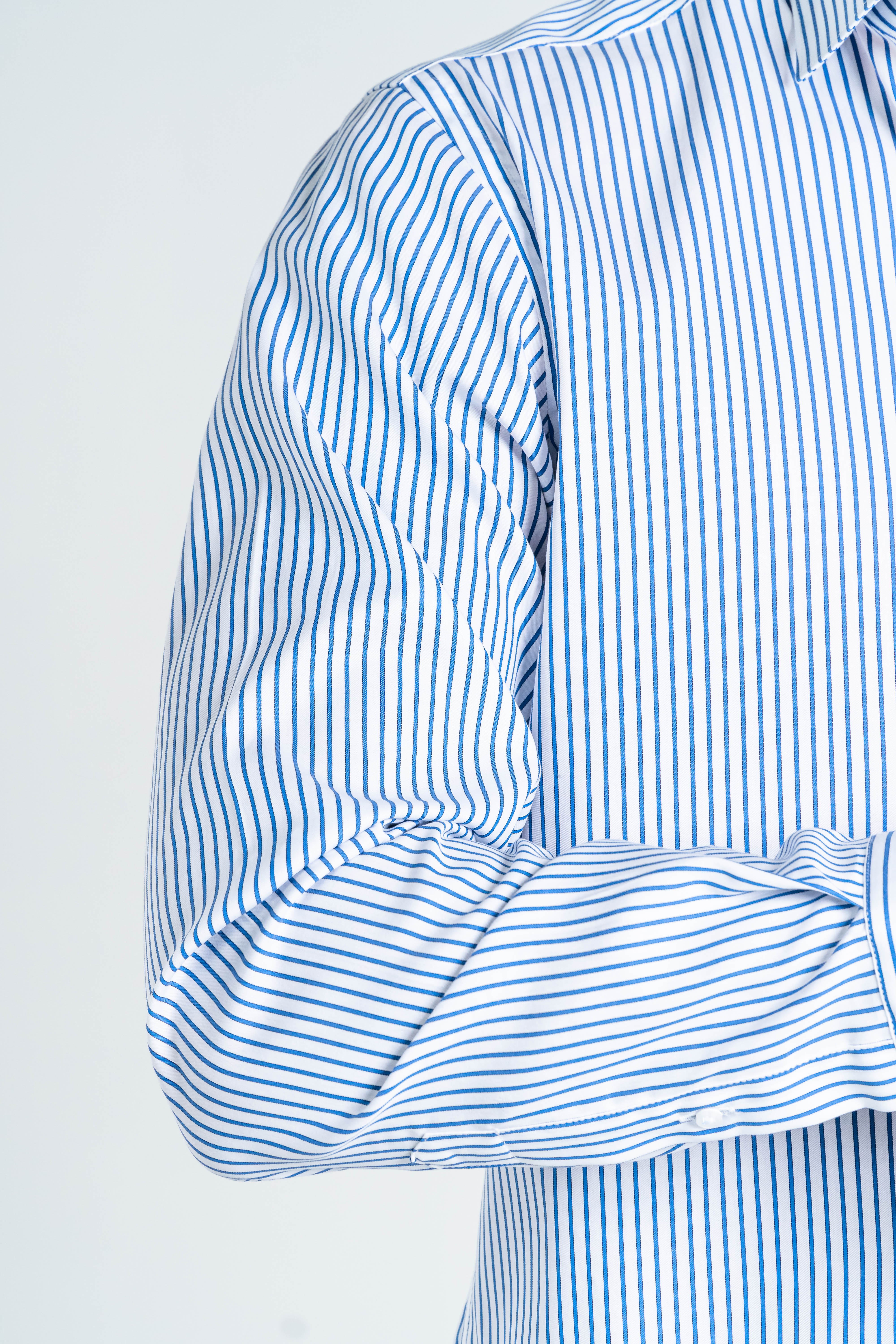 CAMISA SARGA RAYA ALGODÓN AZUL CLARO_01305