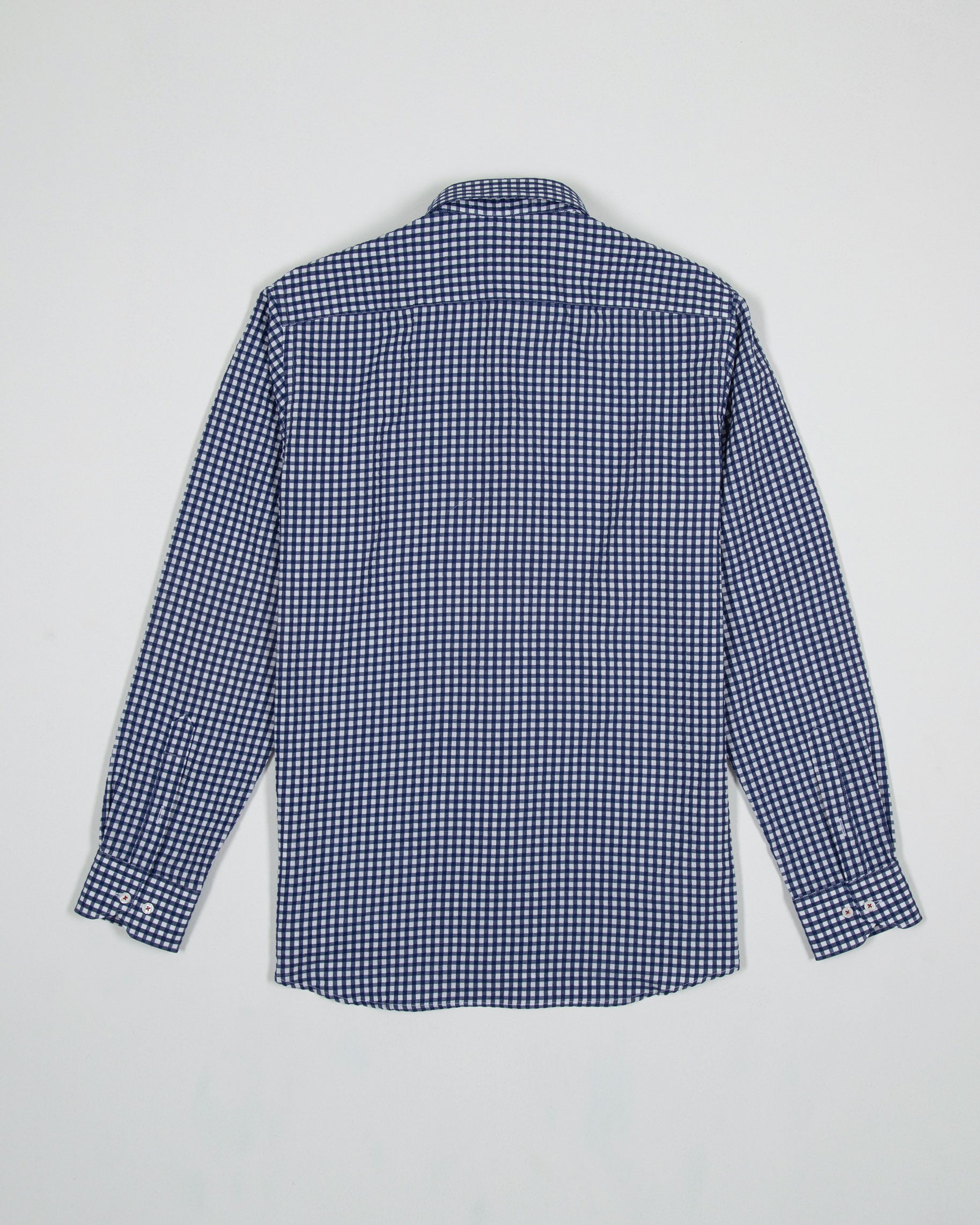 CAMISA SEERSUCKER CUADRO VICHY ALGODÓN AZUL OSCURO_01382