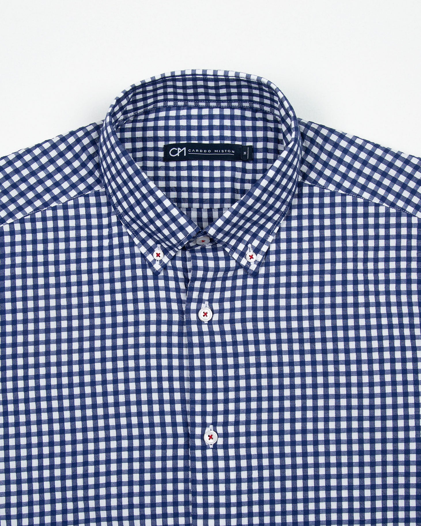 CAMISA SEERSUCKER CUADRO VICHY ALGODÓN AZUL OSCURO_01382