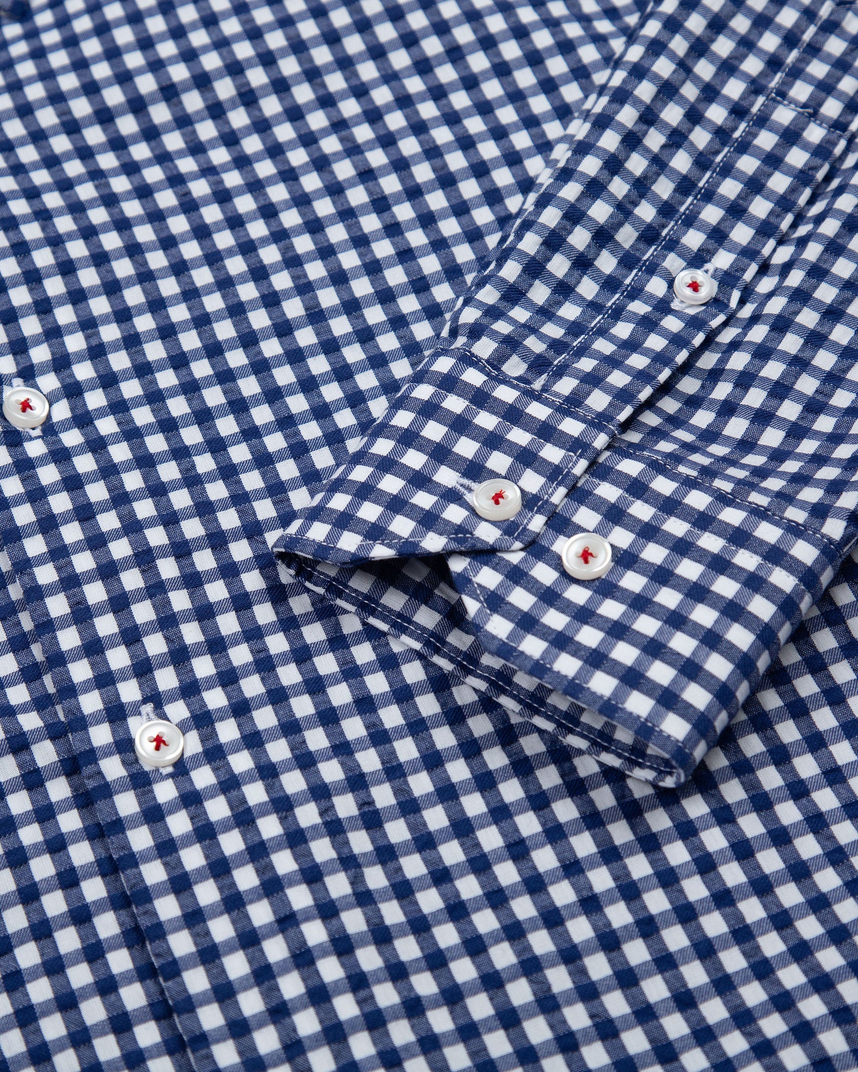 CAMISA SEERSUCKER CUADRO VICHY ALGODÓN AZUL OSCURO_01382