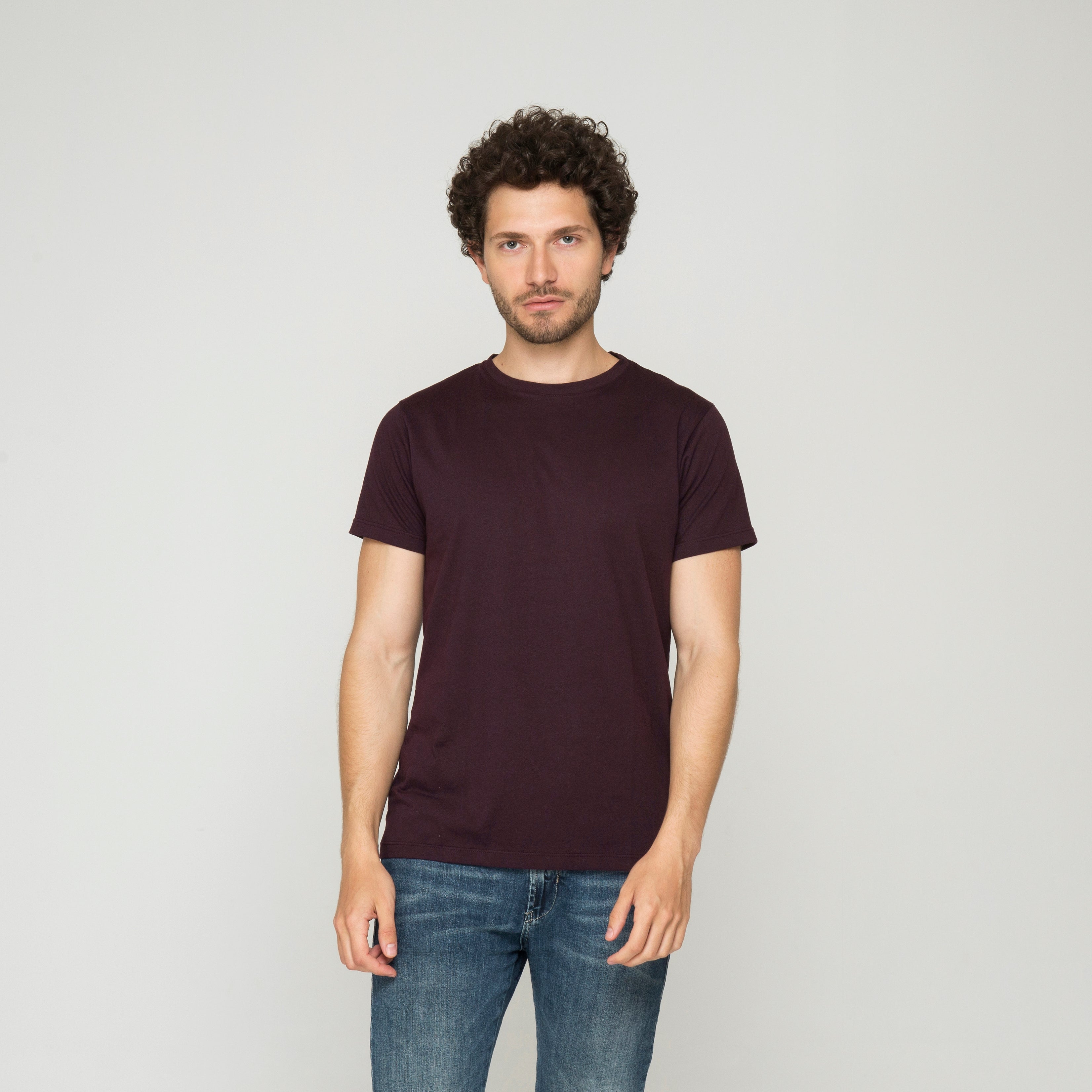 CAMISETA BÁSICA ALGODÓN BERENJENA_04093