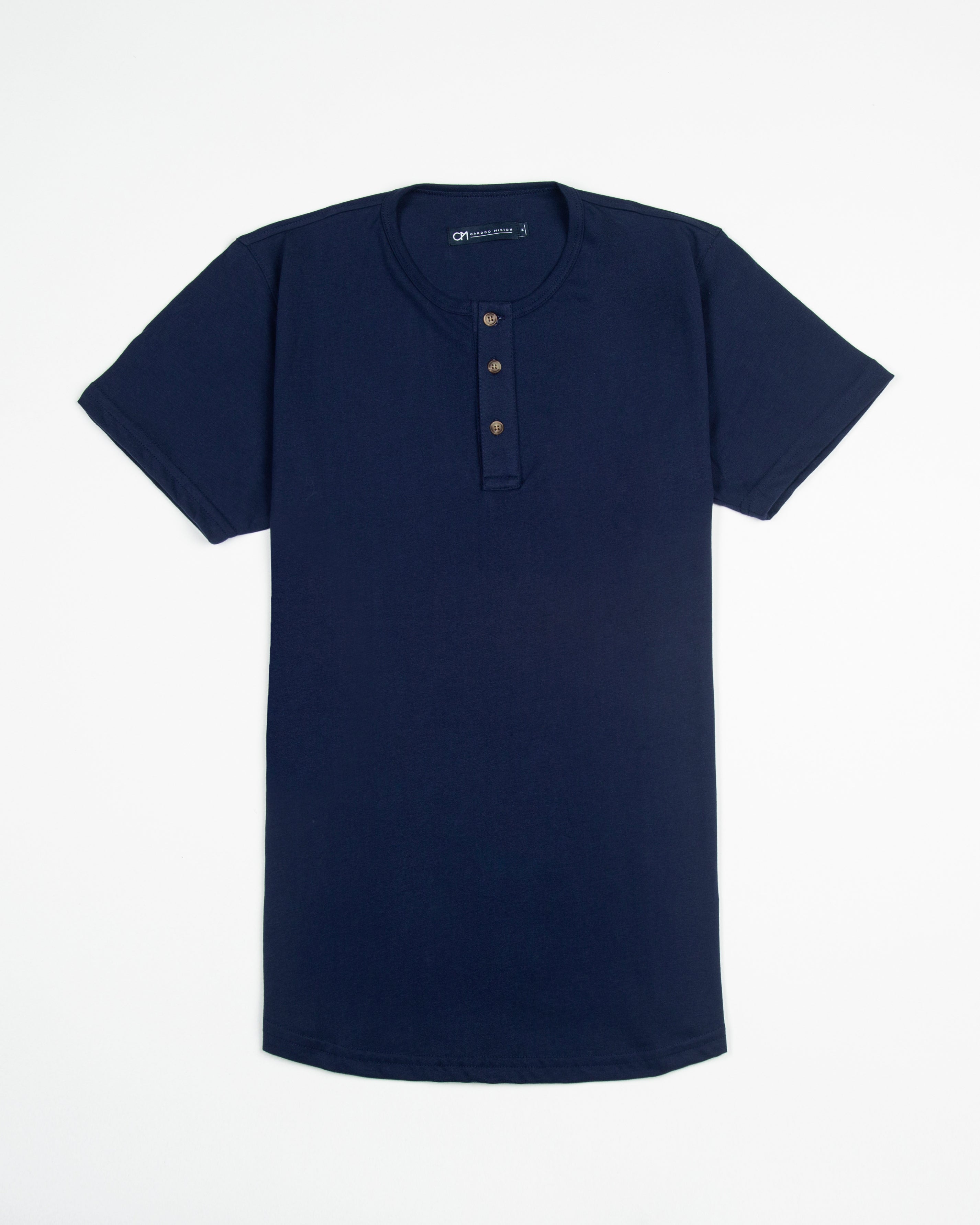 CAMISETA HENLEY ALGODÓN AZUL OSCURO_04111