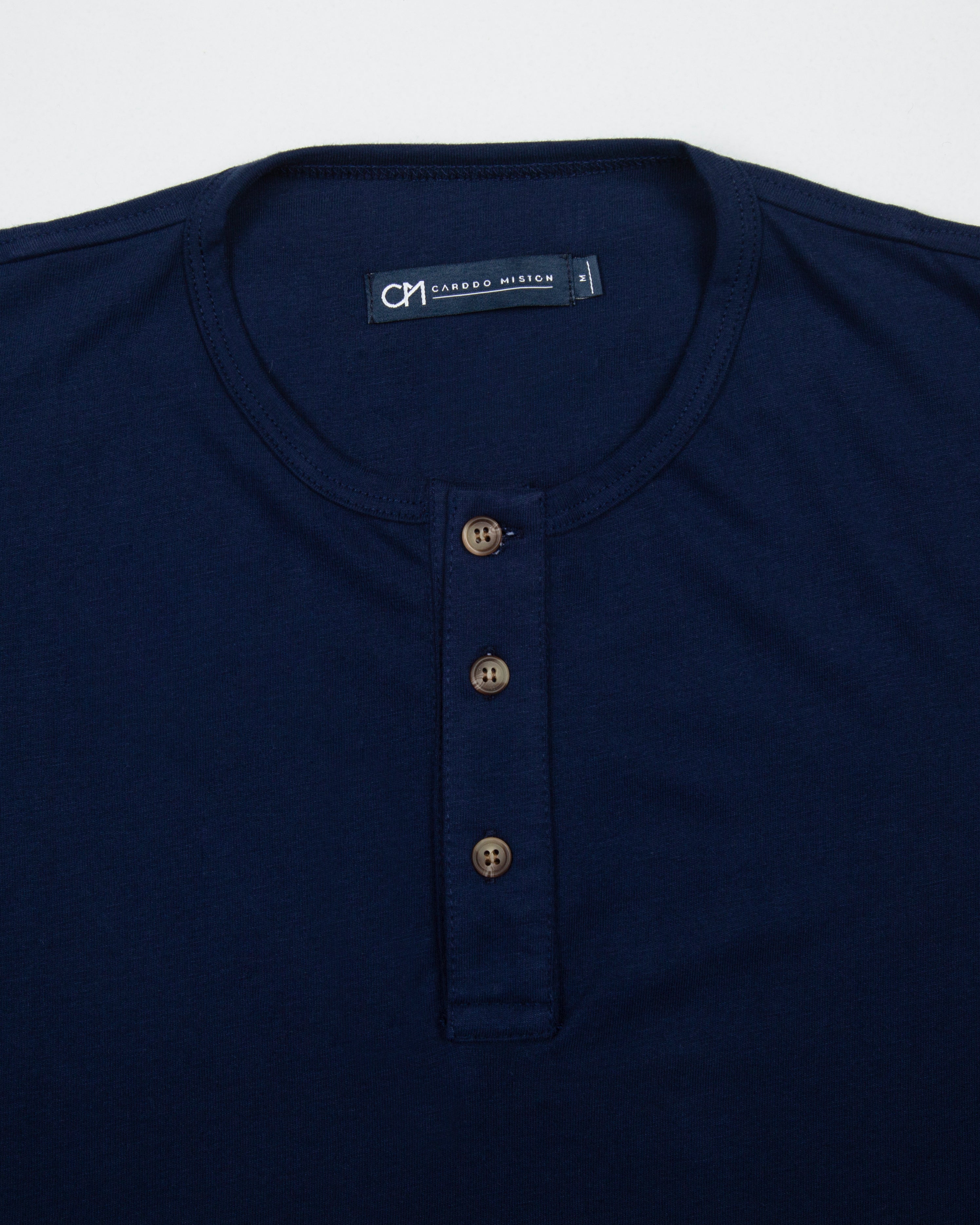CAMISETA HENLEY ALGODÓN AZUL OSCURO_04111