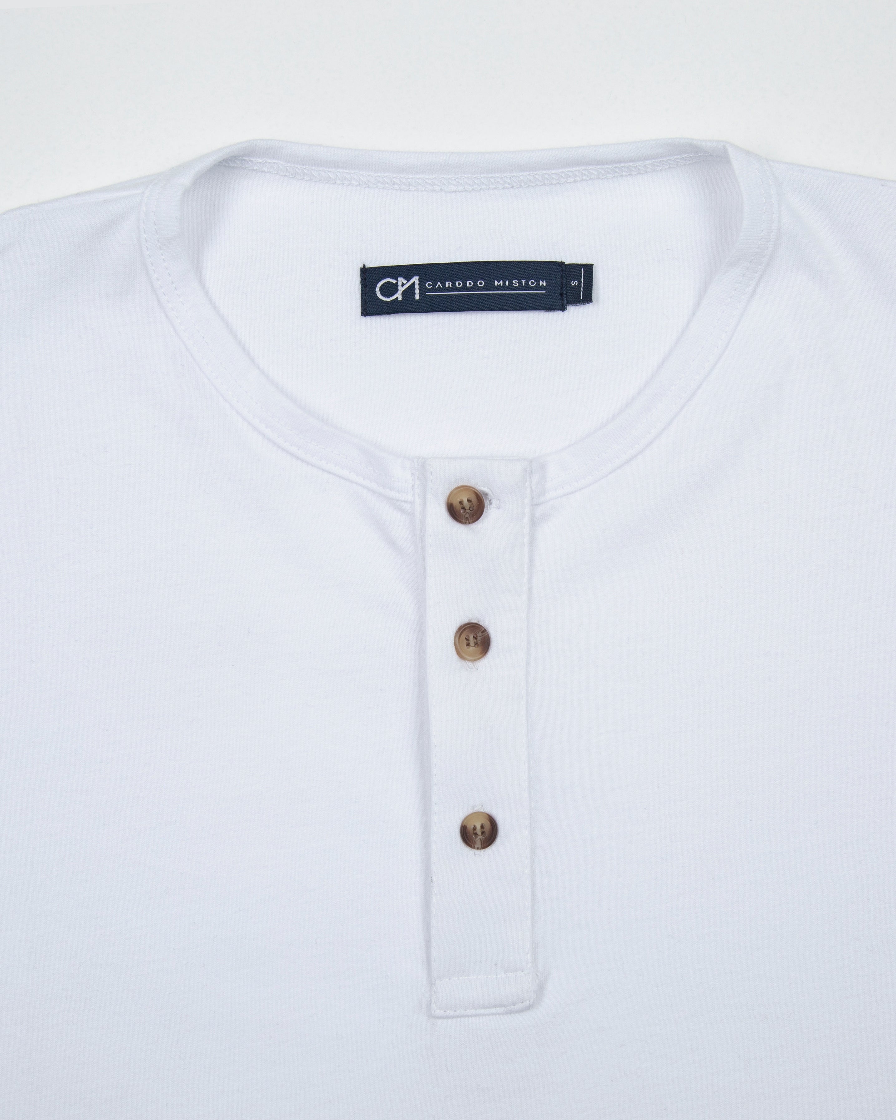 CAMISETA HENLEY MANGA LARGA ALGODÓN BLANCO_04104