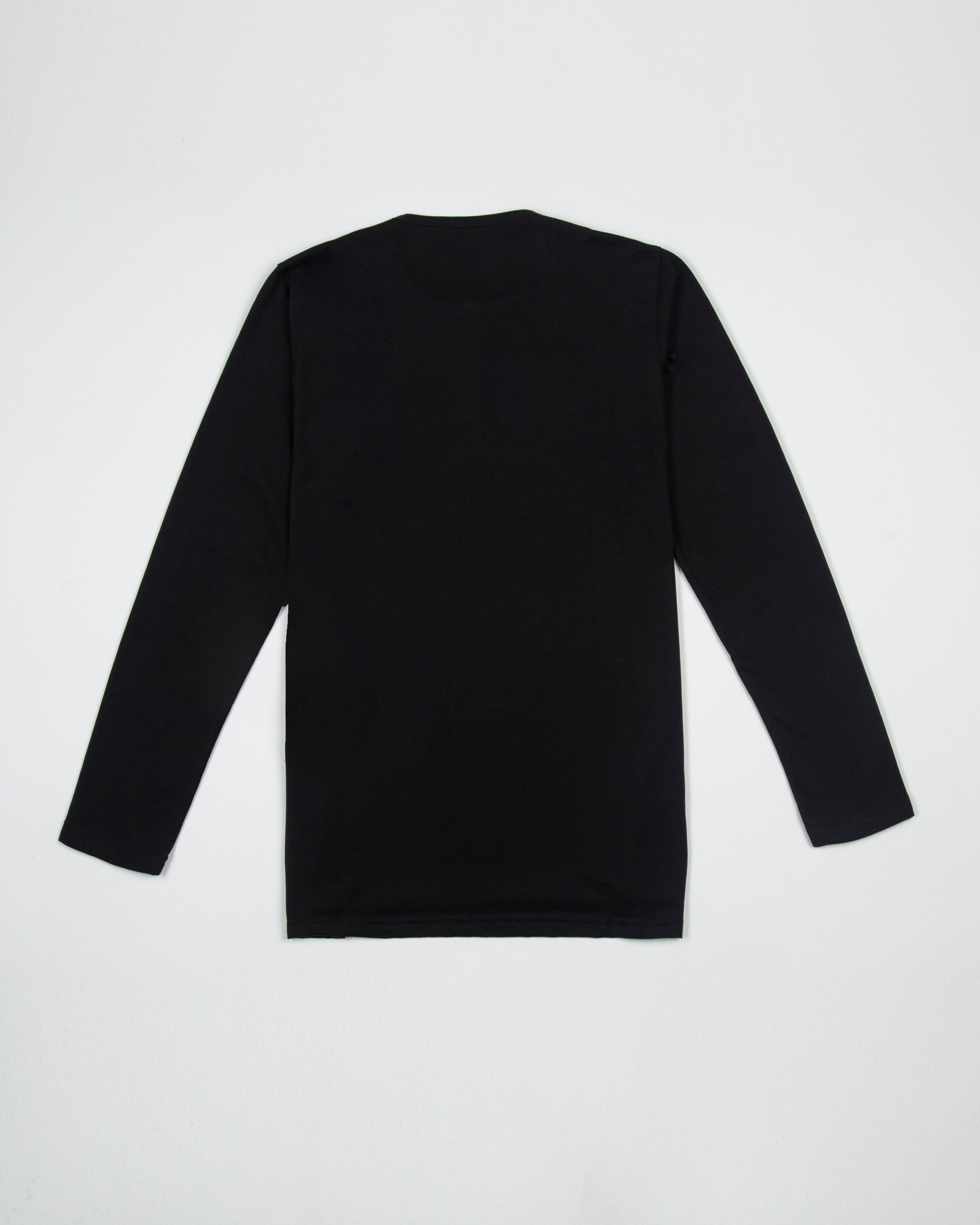 CAMISETA HENLEY MANGA LARGA ALGODÓN NEGRO_04106