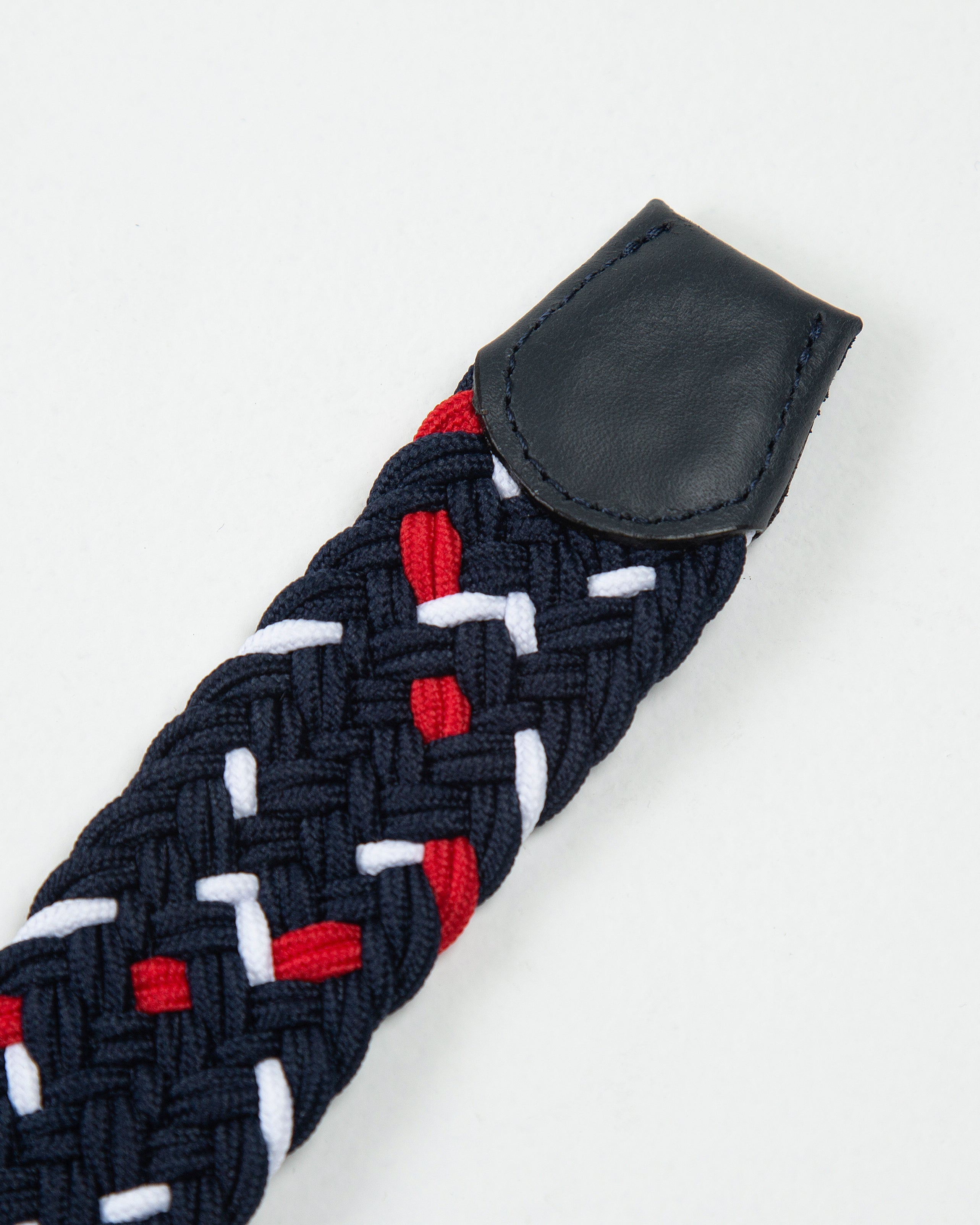 CINTURÓN TRENZADO ELÁSTICO COLOR BLOCK BLANCO - ROJO_07041