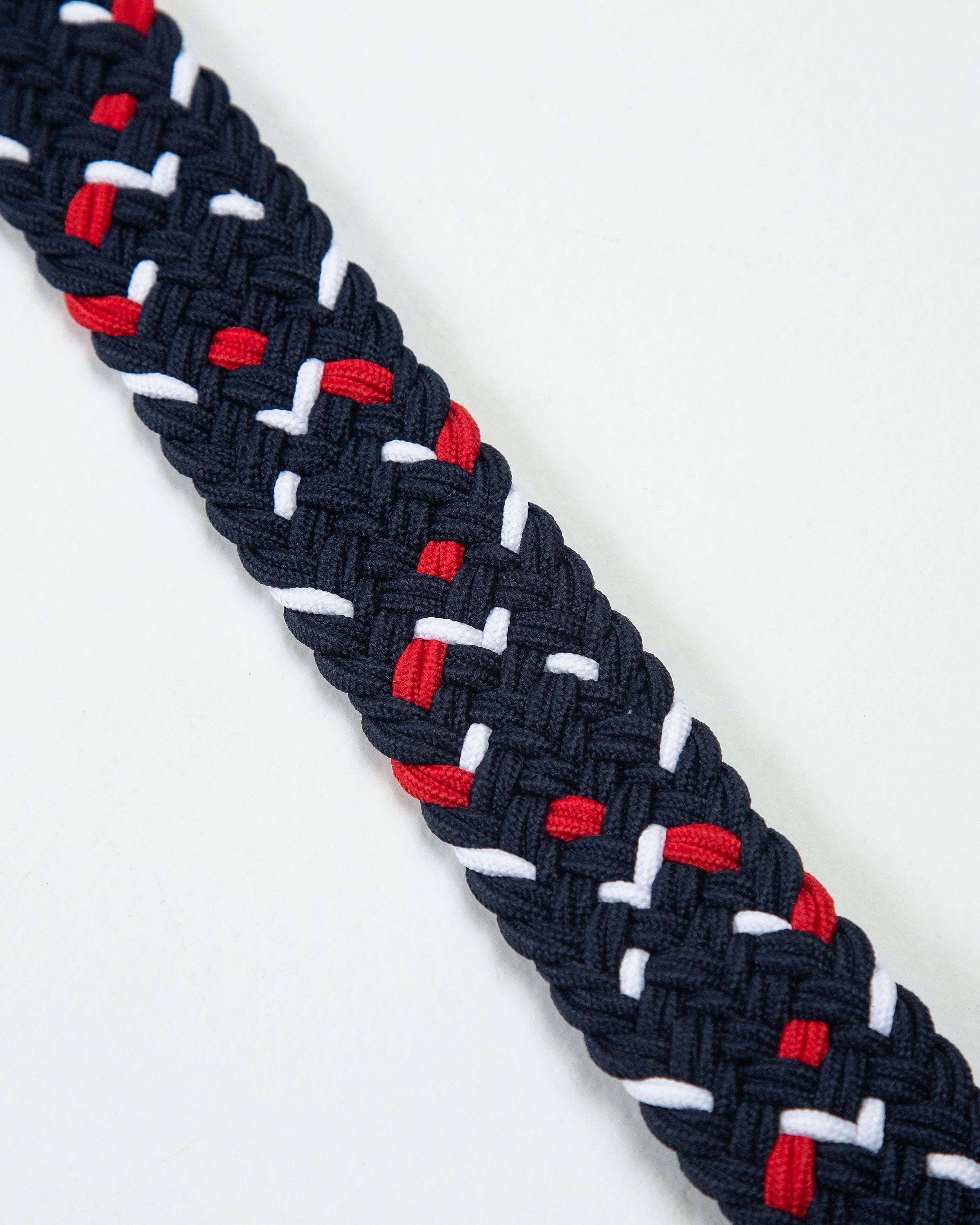 CINTURÓN TRENZADO ELÁSTICO COLOR BLOCK BLANCO - ROJO_07041