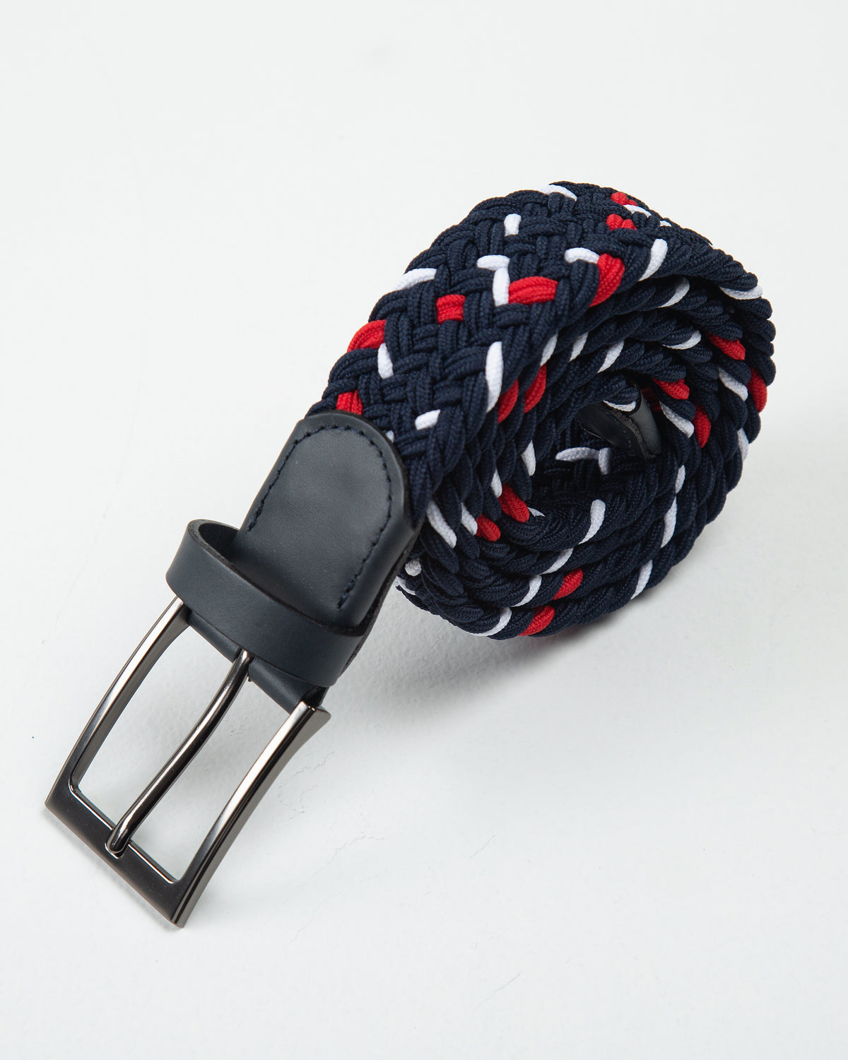 CINTURÓN TRENZADO ELÁSTICO COLOR BLOCK BLANCO - ROJO_07041