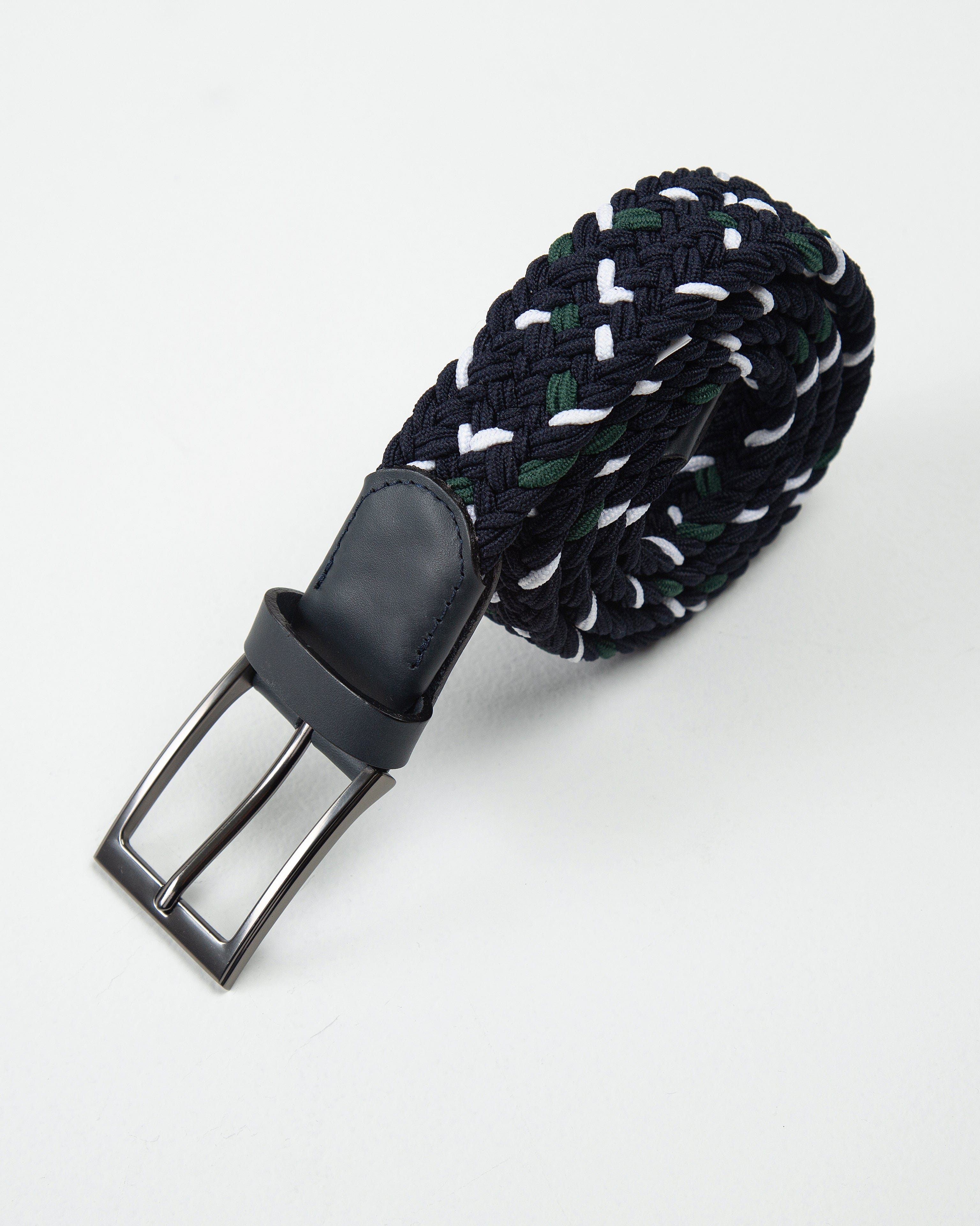 CINTURÓN TRENZADO ELÁSTICO COLOR BLOCK BLANCO - VERDE_07043