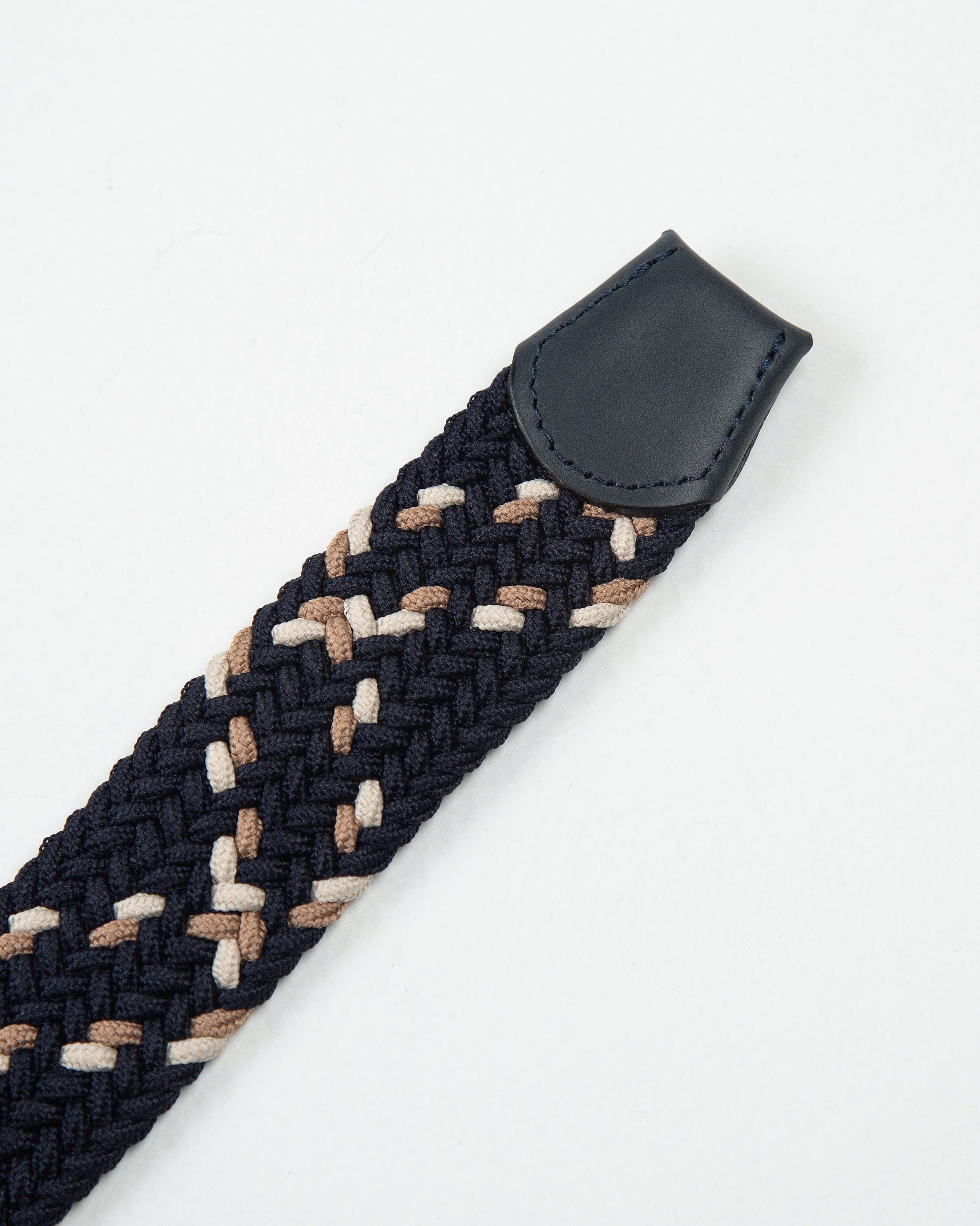 CINTURÓN TRENZADO ELÁSTICO COLOR BLOCK KAKI - CHAMPAÑA_07042