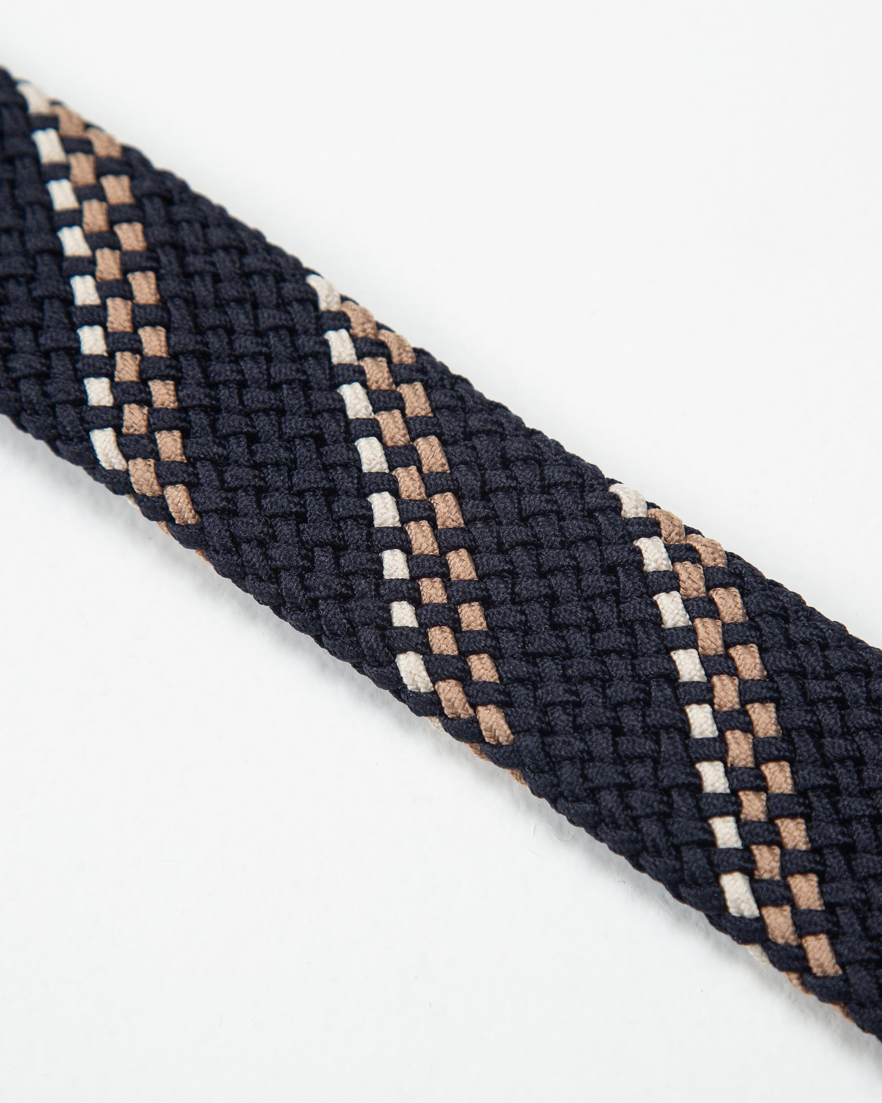 CINTURÓN TRENZADO TUBULAR COLOR BLOCK KAKI - CHAMPAÑA_07047