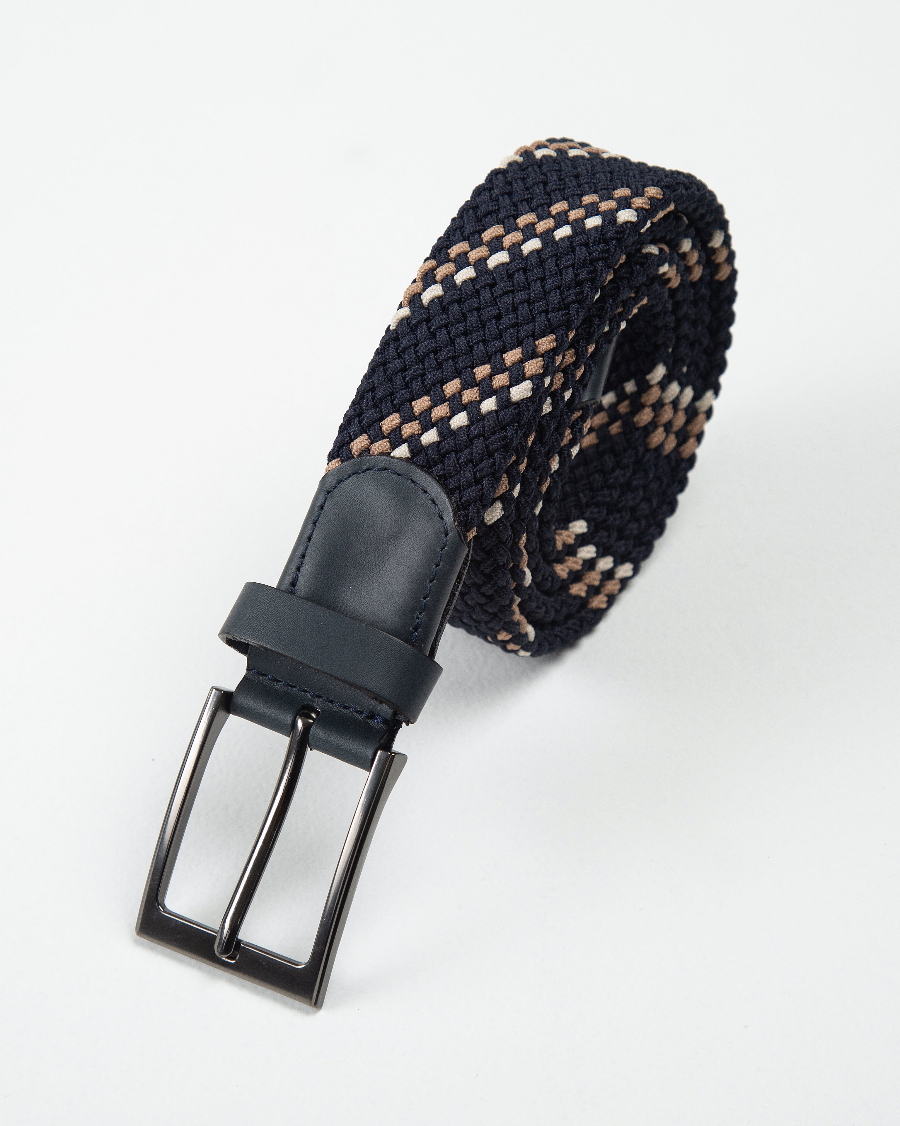 CINTURÓN TRENZADO TUBULAR COLOR BLOCK KAKI - CHAMPAÑA_07047