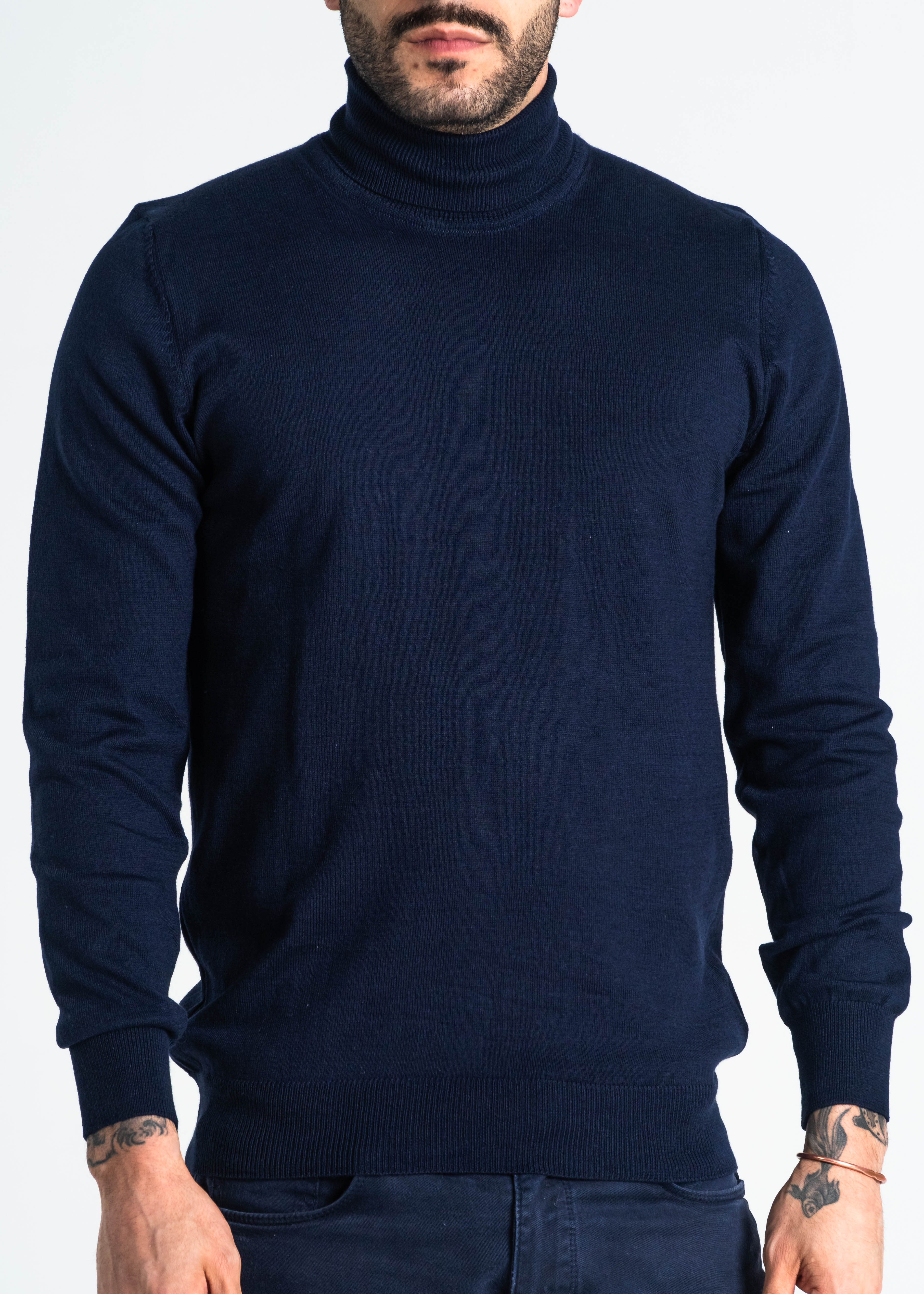 JERSEY CUELLO ALTO ALGODÓN AZUL OSCURO_02108