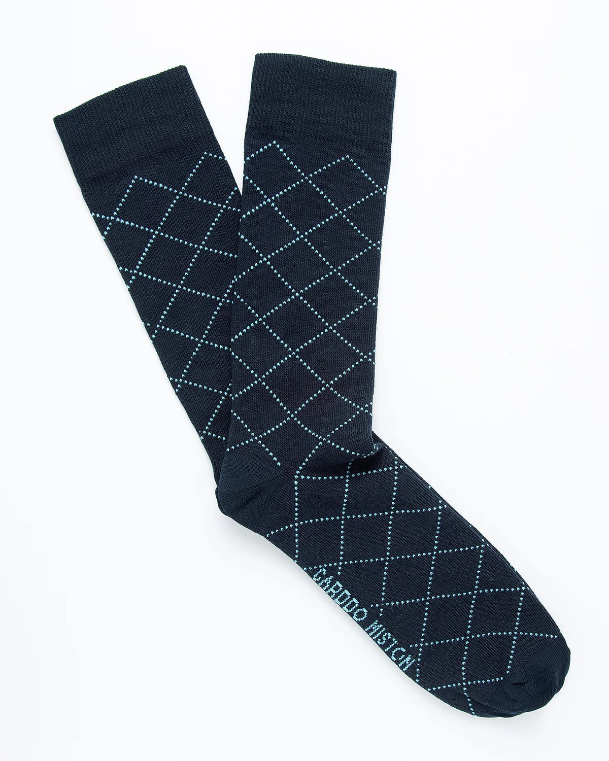 MEDIAS ALGODÓN ROMBOS AZUL CLARO _08005