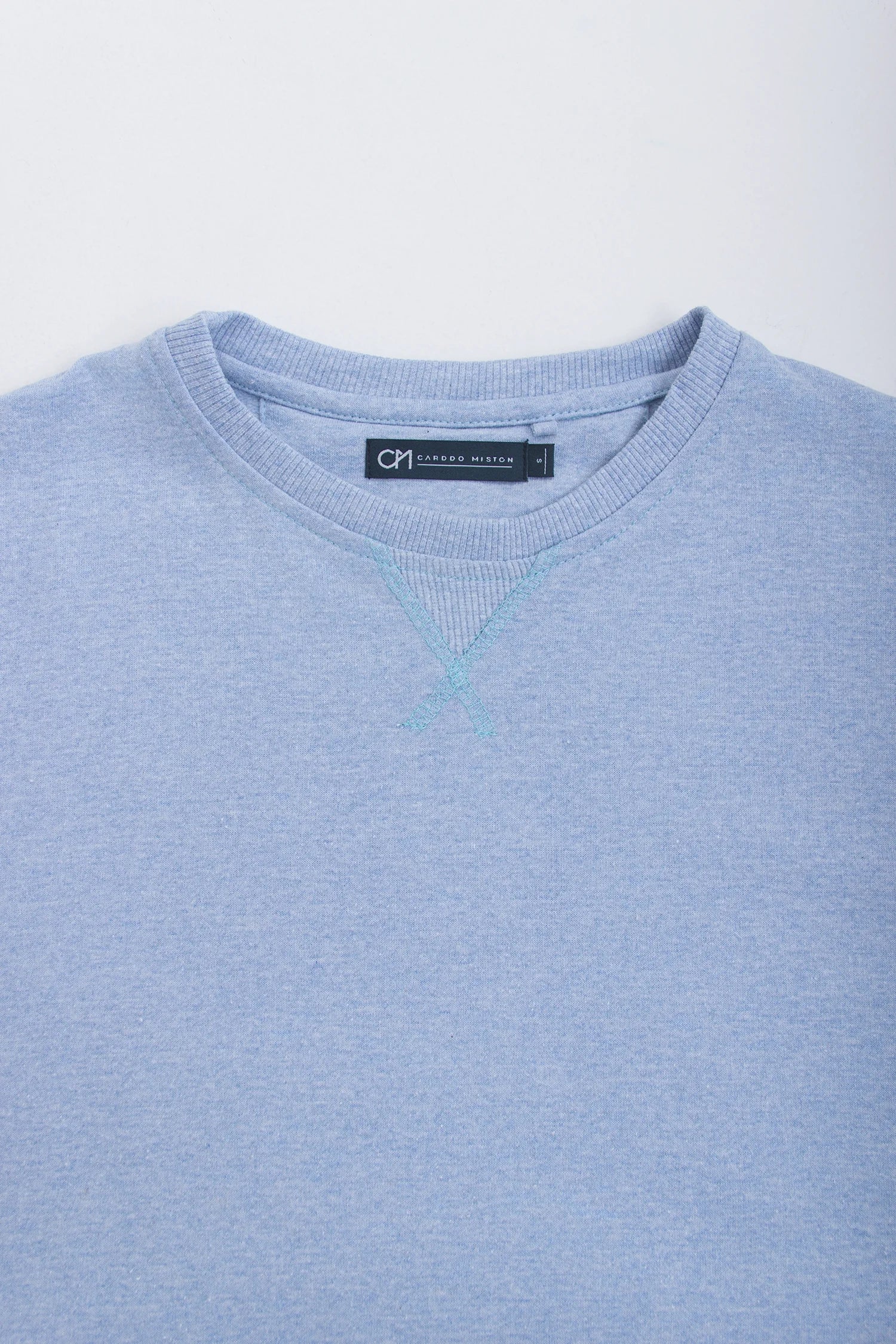 Crewneck Perchado Algodón Azul Jaspe