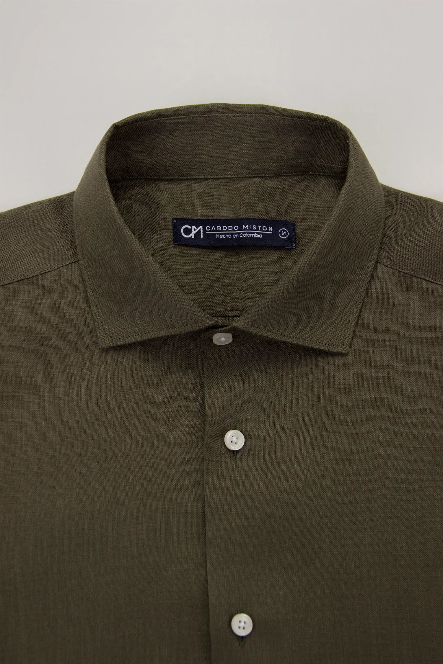 Camisa Button Under Lino Verde Oliva