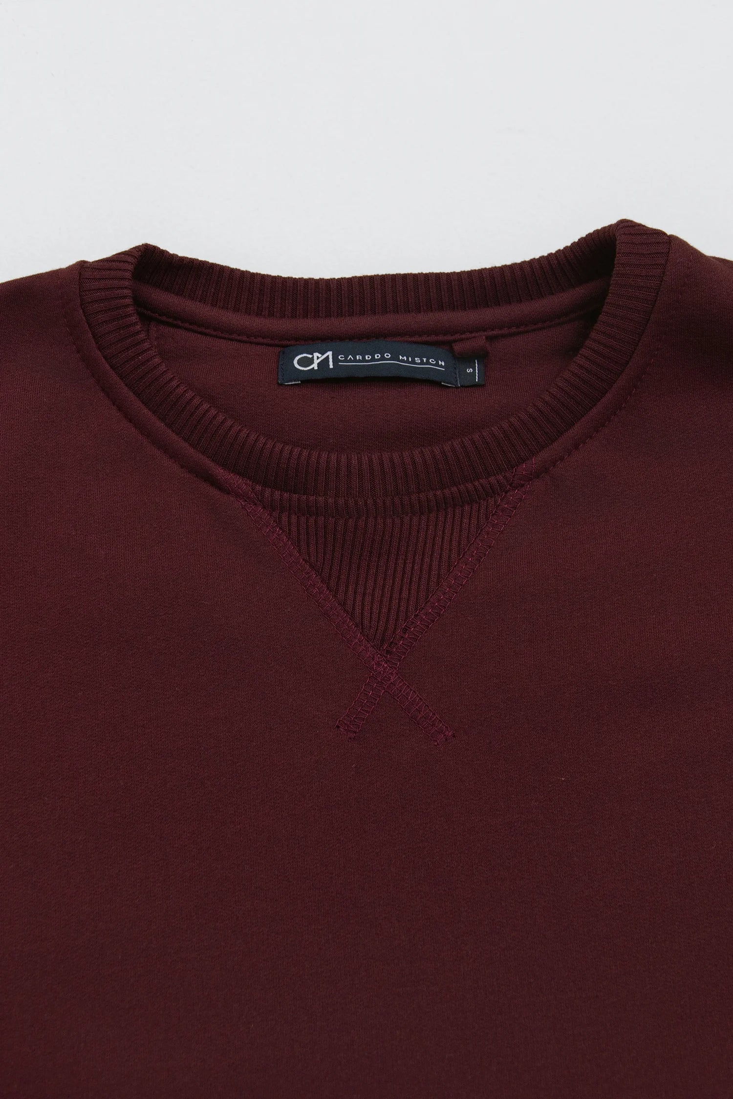 Crewneck Perchado Algodón Borgoña