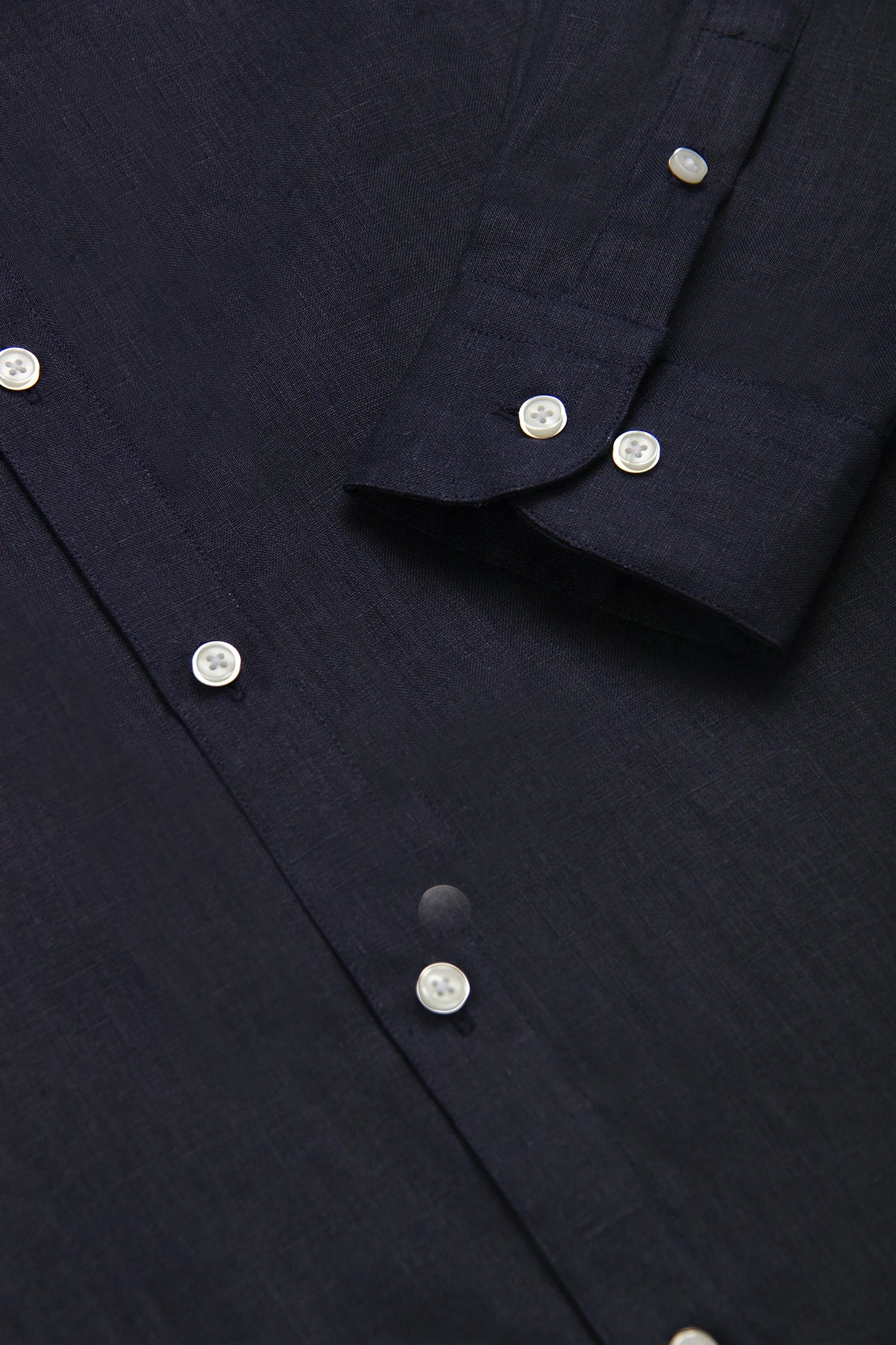 Camisa Cuello Mao Lino Azul Oscuro
