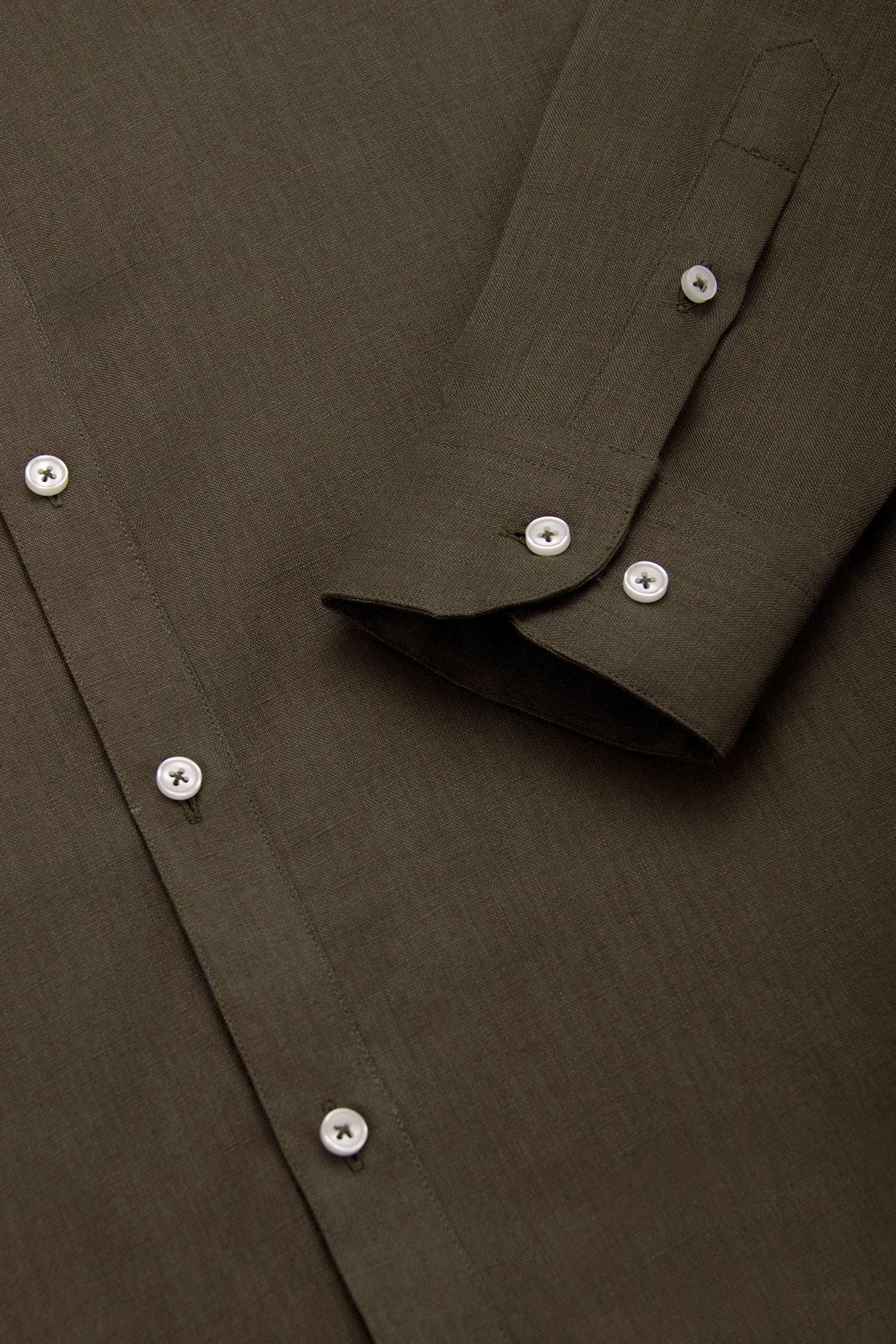 Camisa Cuello Mao Lino Verde Oliva