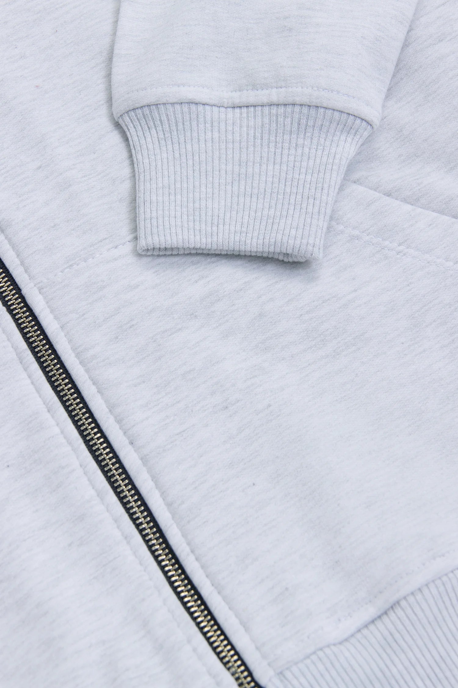 Hoodie Perchado Zip Algodón Gris Jaspe