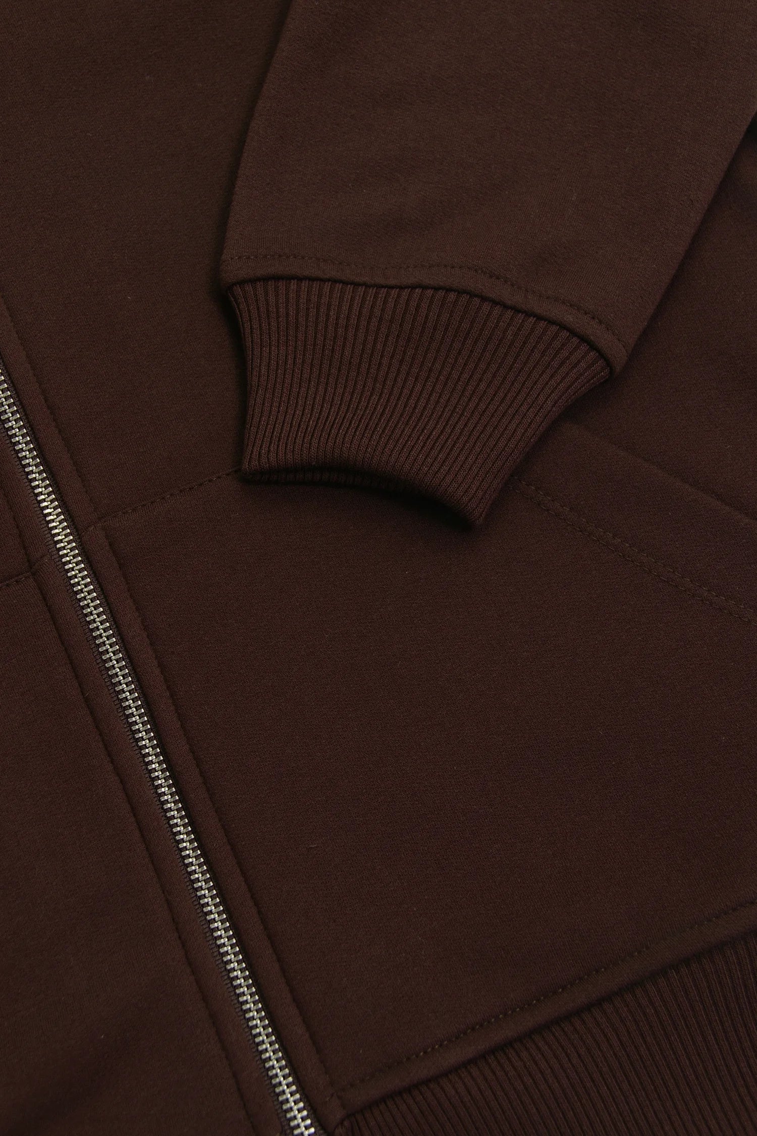 Hoodie Perchado Zip Algodón Chocolate