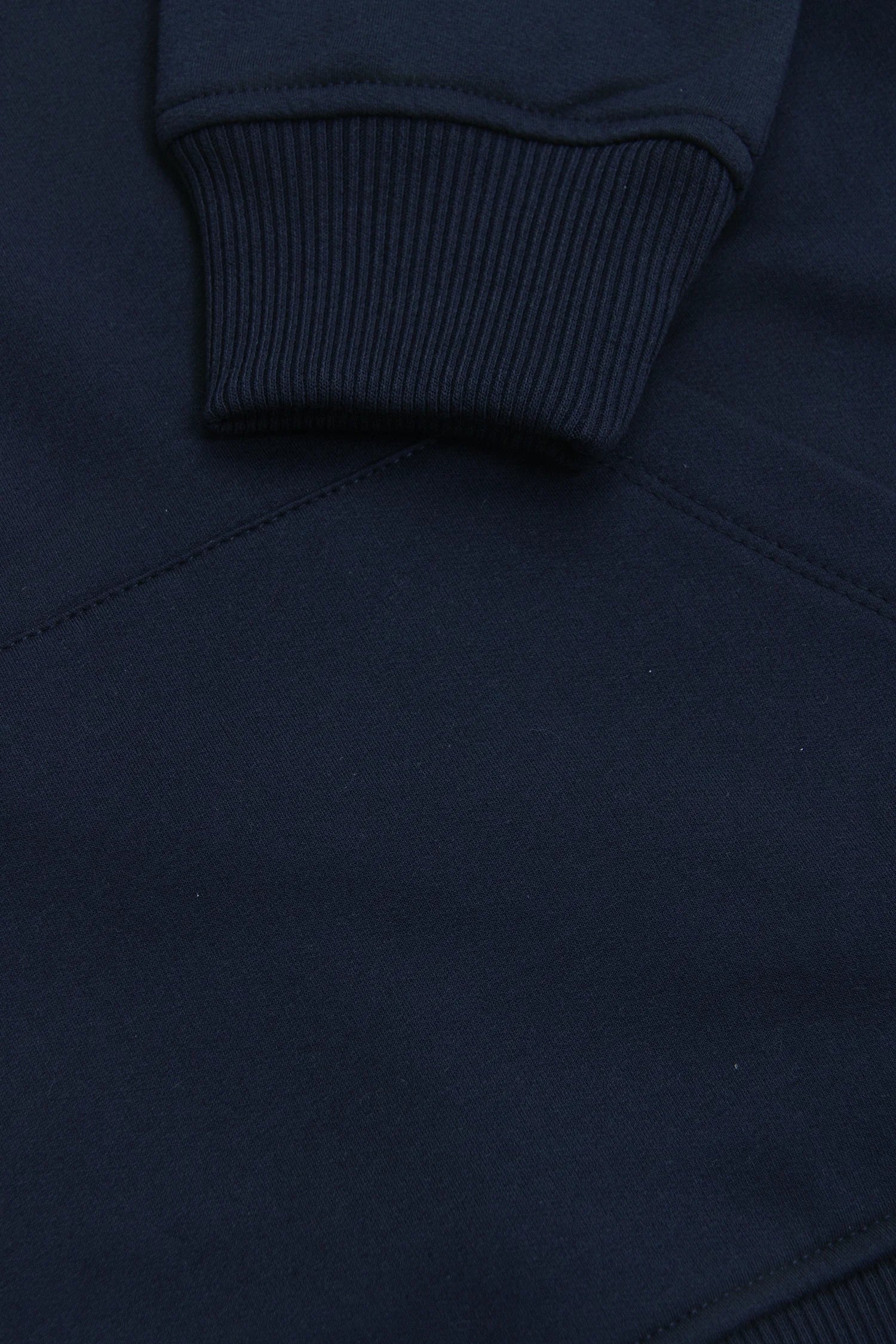 Hoodie Perchado Half Zip Algodón Azul Oscuro