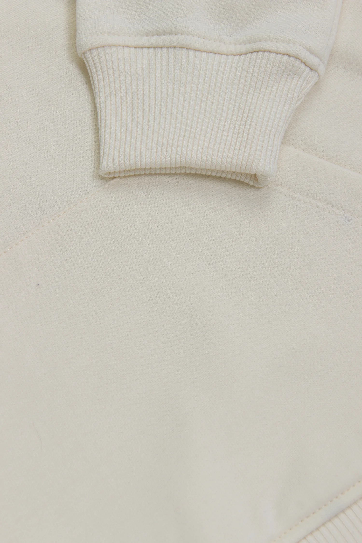 Hoodie Perchado Half Zip Algodón Crema