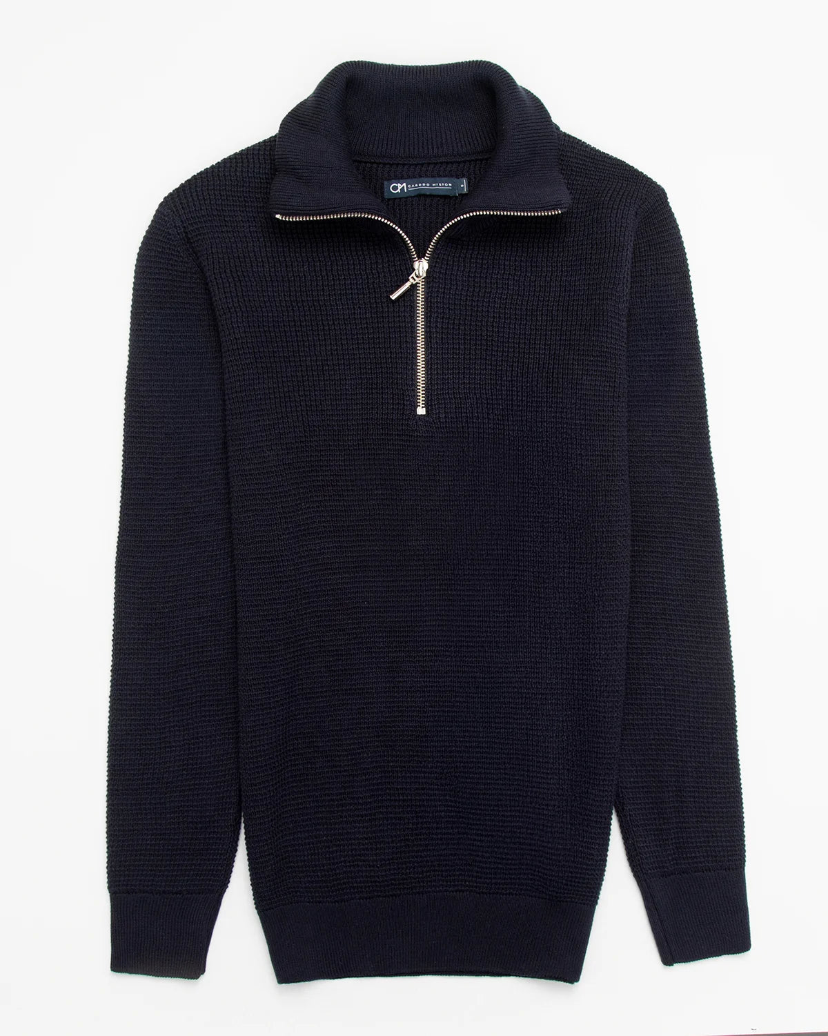 Saco Perlado Half Zip Algodón Azul Oscuro