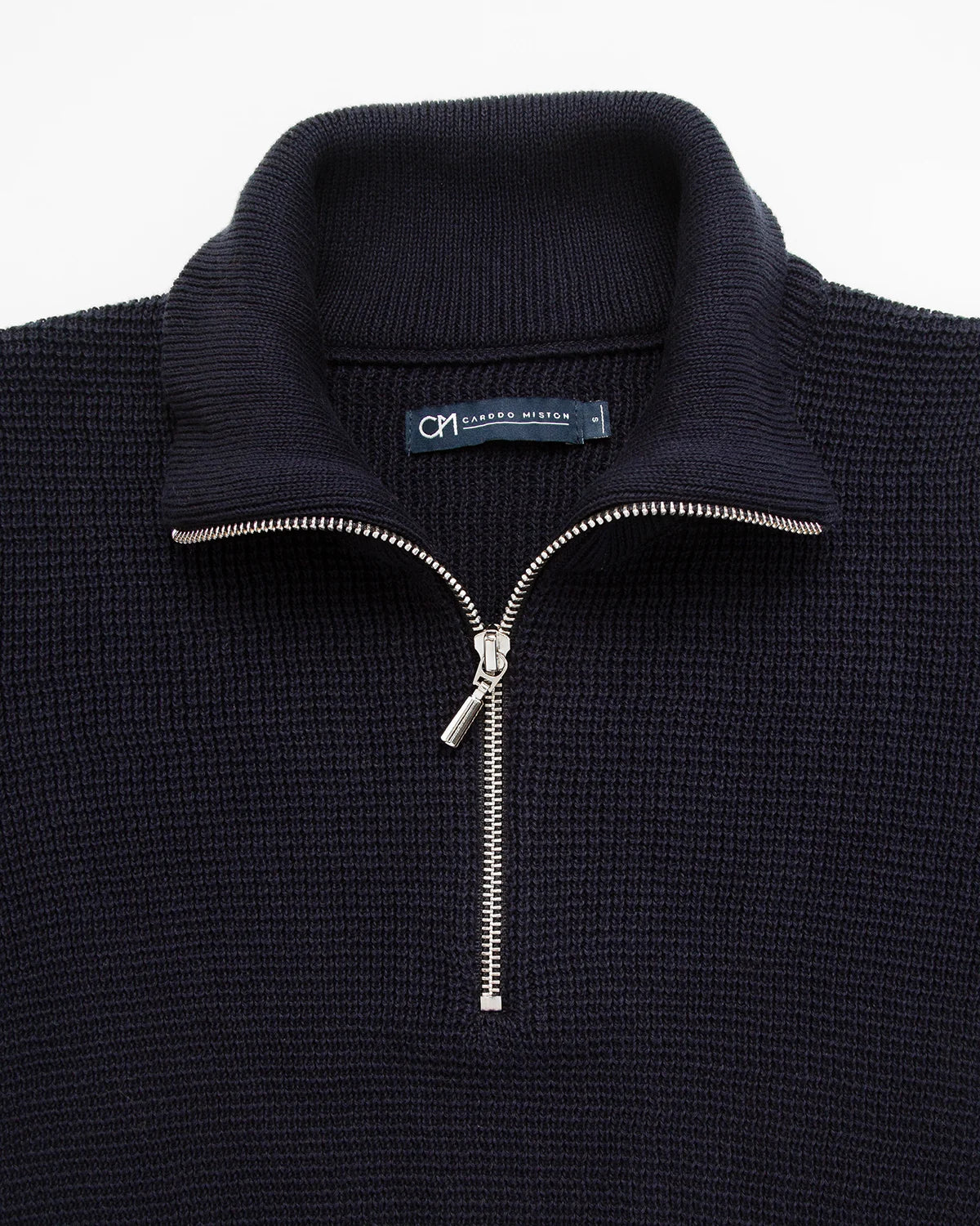 Saco Perlado Half Zip Algodón Azul Oscuro