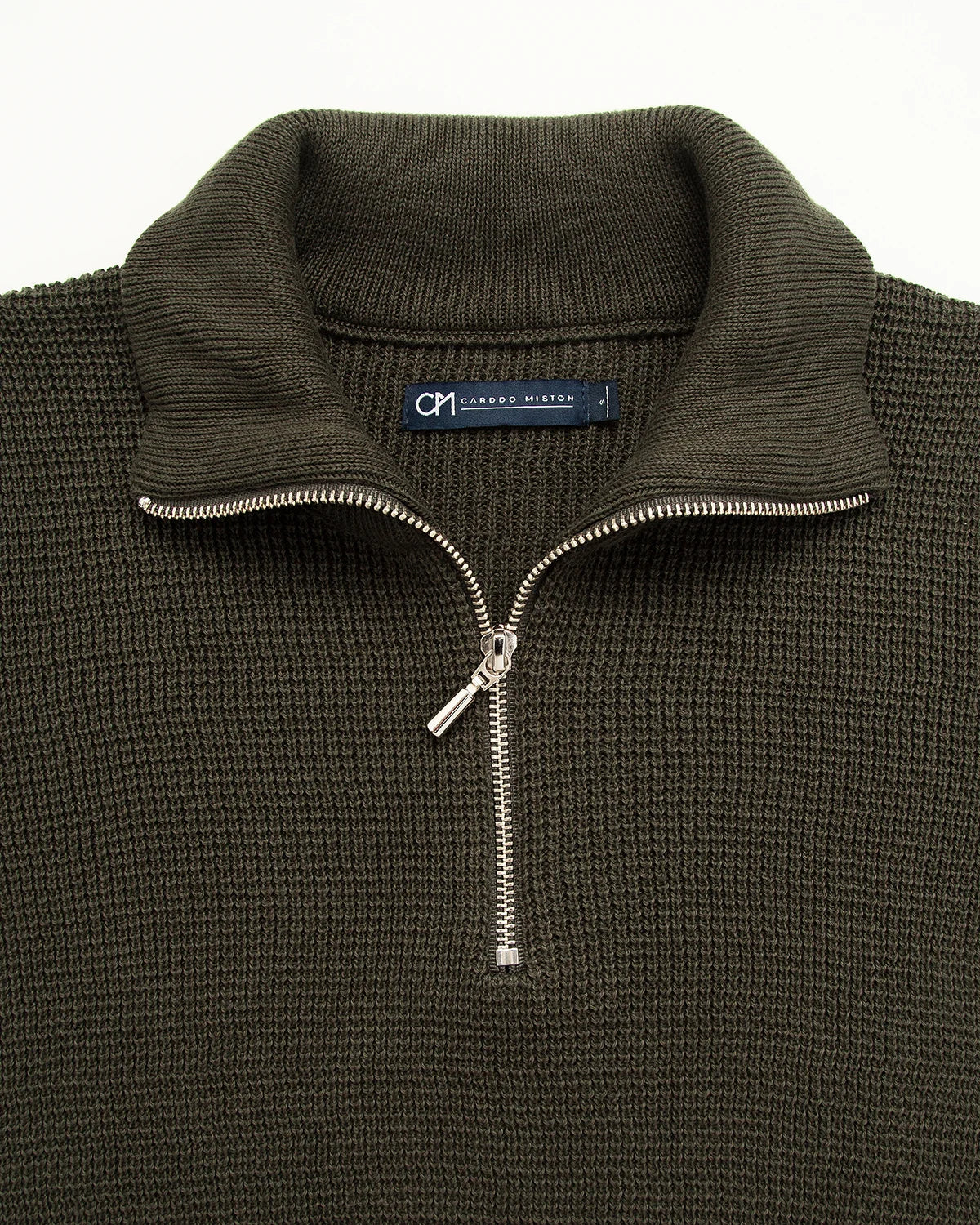 Saco Perlado Half Zip Algodón Verde Militar