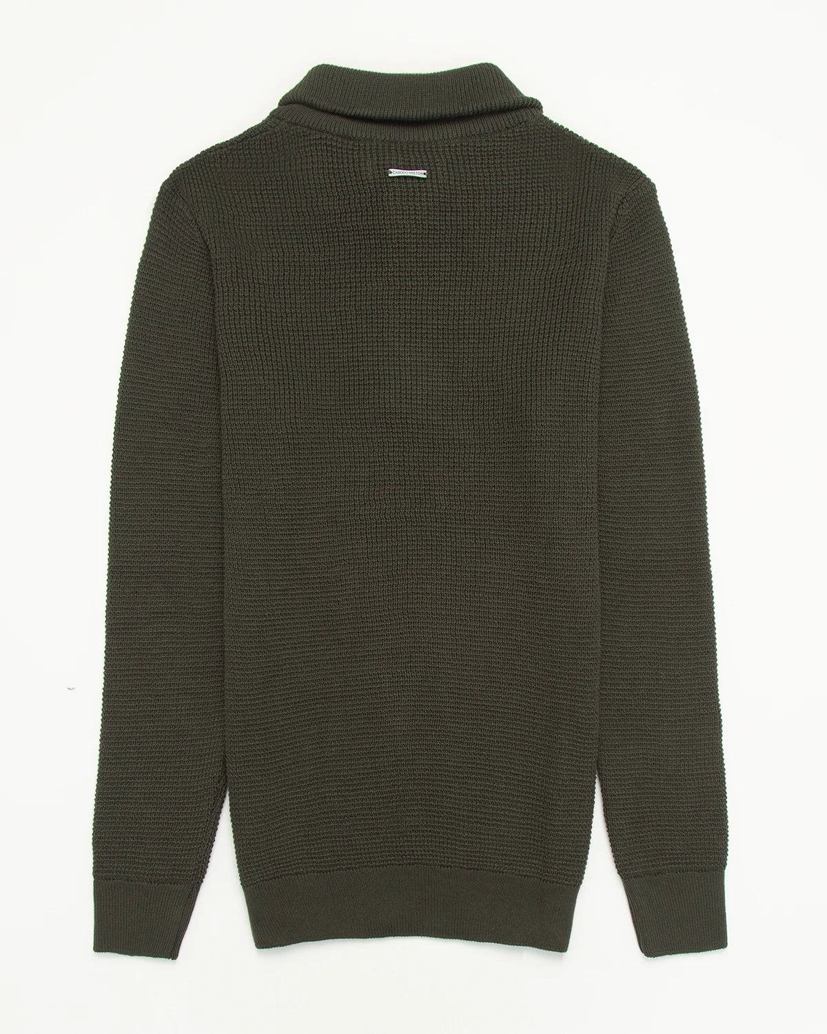 Saco Perlado Half Zip Algodón Verde Militar